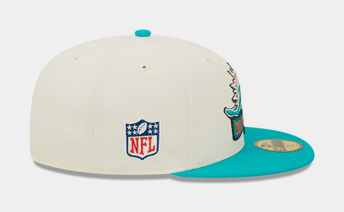 Official New Era Miami Dolphins On-Field Sideline Road 59FIFTY Cap Z649_B86