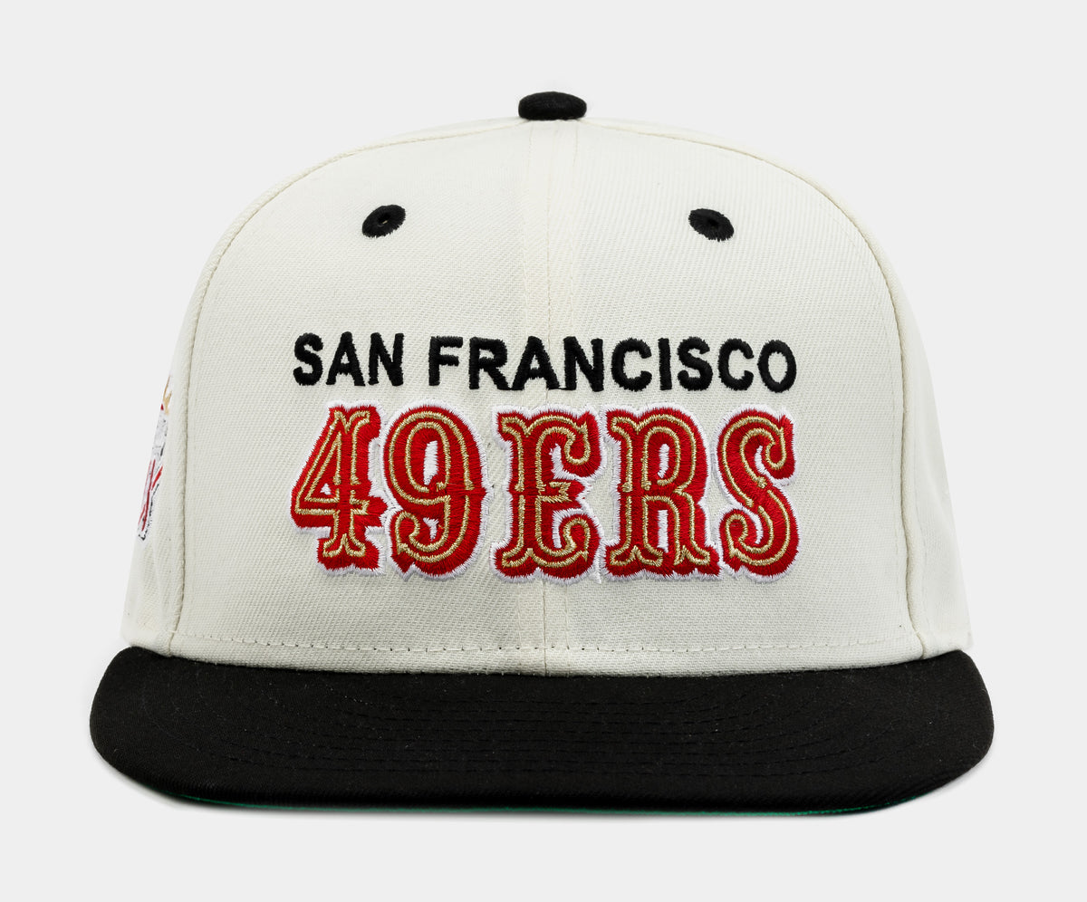 New Era Shoe Palace Exclusive San Francisco 49ers Script 9FORTY Trucker Mens Hat (Black)