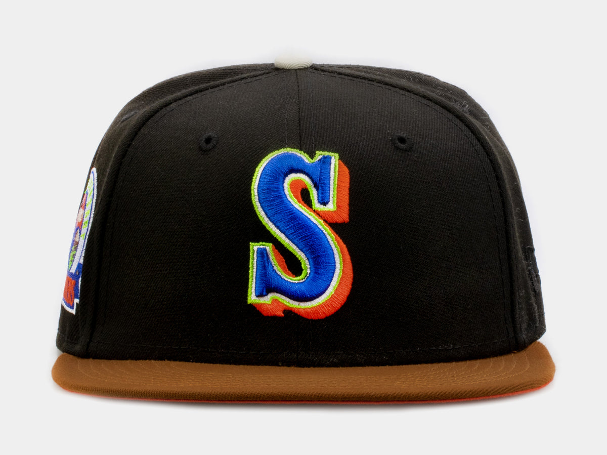 Shoe Palace Exclusive Gingerbread Seattle Mariners 59Fifty Mens Fitted Hat  (Black/Brown)