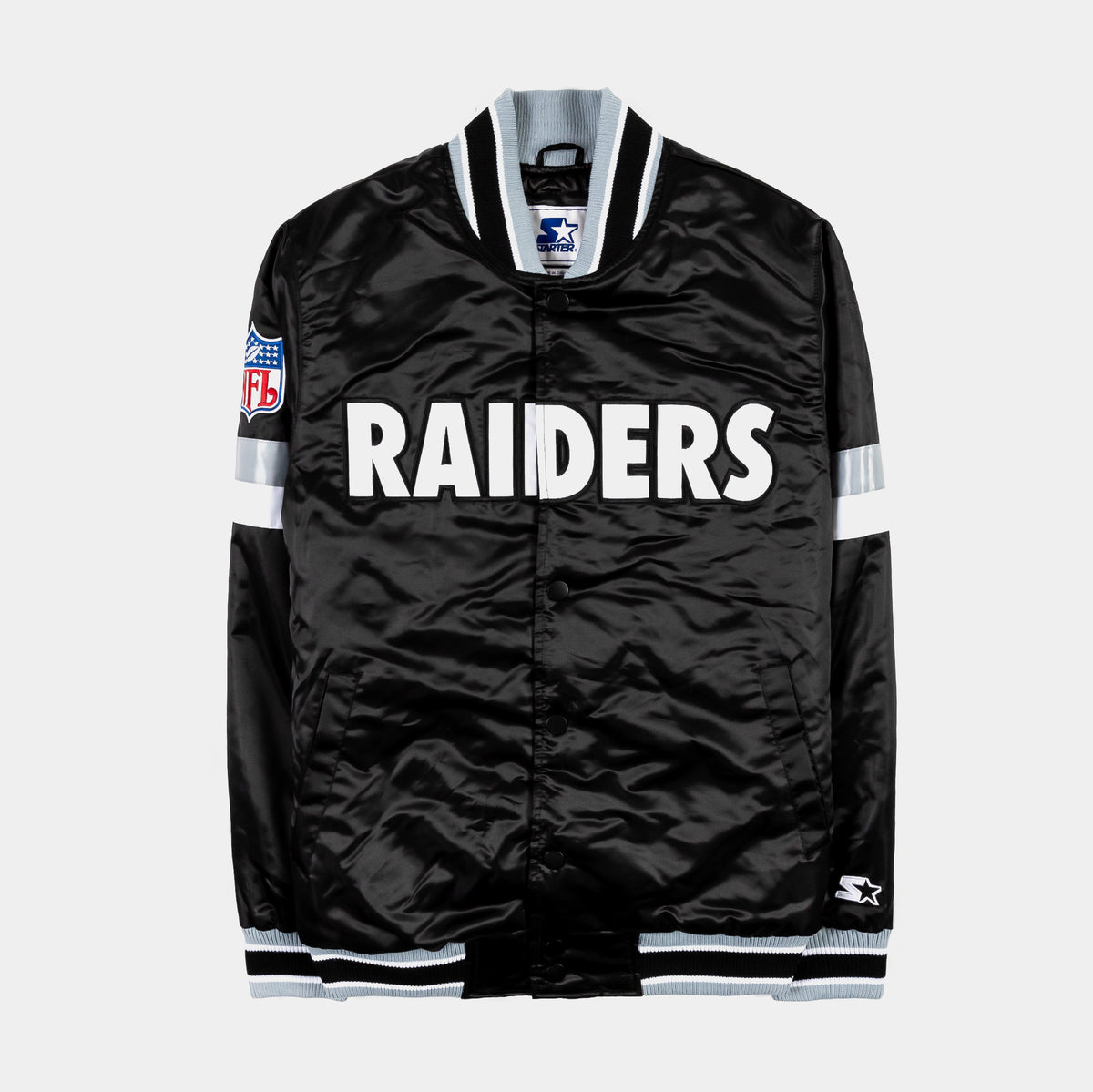 Starter Las Vegas Raiders Renegade Nylon Pullover Windbreaker Mens Jacket  Bla LS3L0804-RAD – Shoe Palace