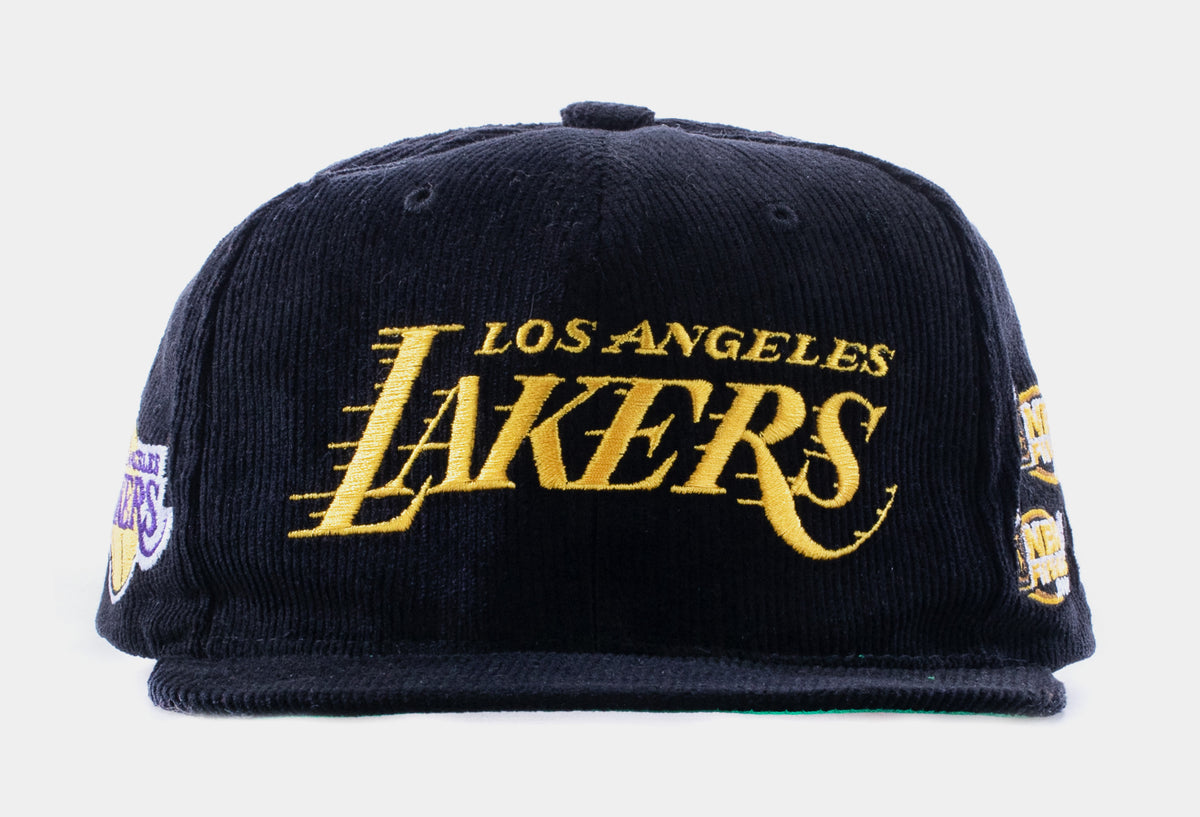 Mitchell And Ness Mens NBA Lightning Hook Los Angeles Lakers Snapback Hat  6Hsssh21005-Lalblck Black/Grey, Yellow Brim