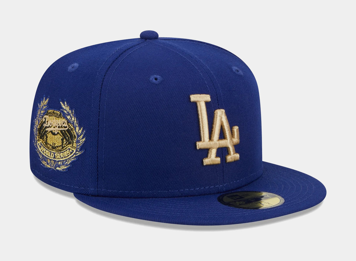 Los Angeles Dodgers Laurel Side Patch 59FIFTY Fitted Mens Hat (Blue)
