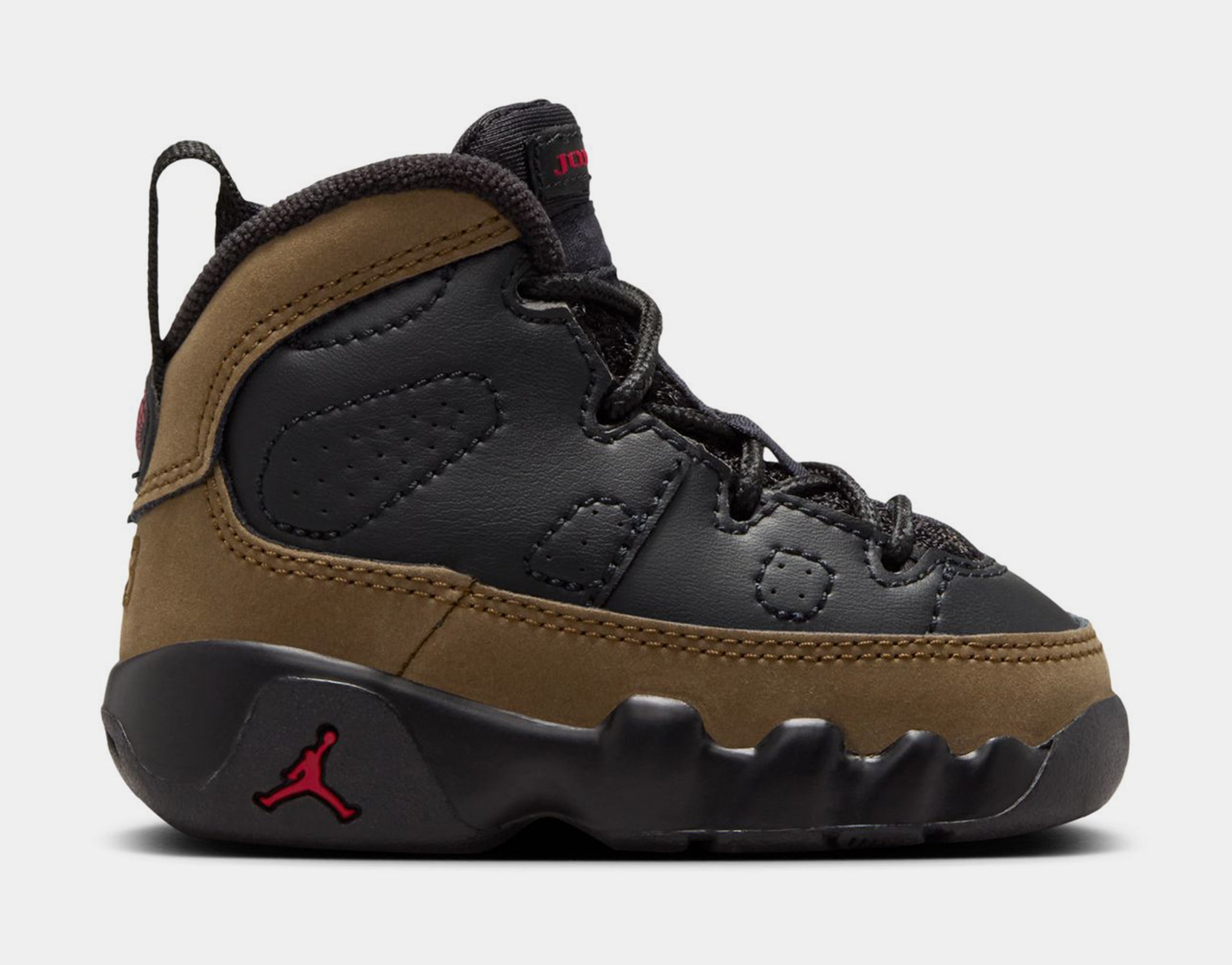 Air Jordan 9 Retro Olive Infant Toddler Lifestyle Shoes Black True Red Light Olive