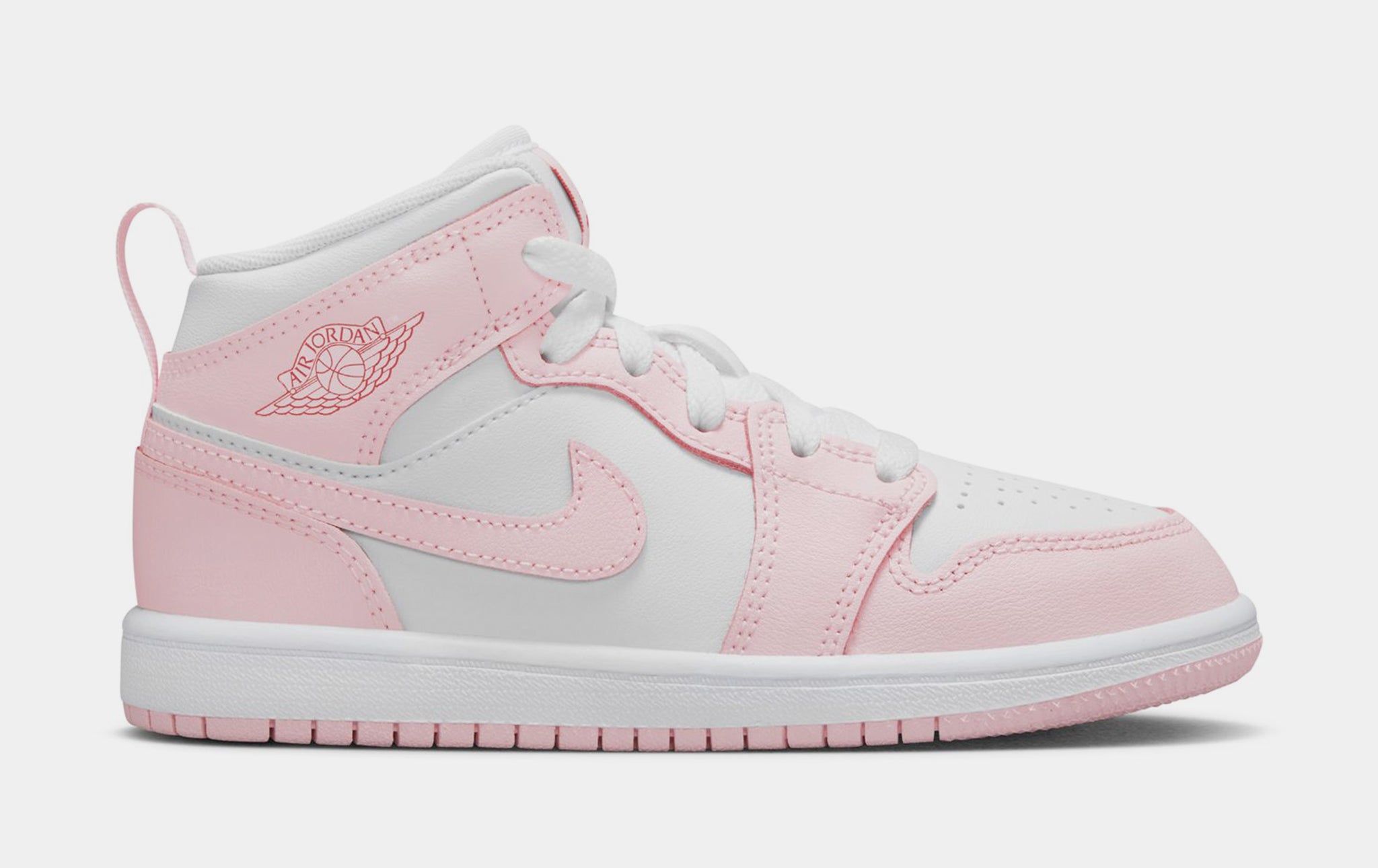 Air Jordan 1 Mid Preschool Lifestyle Shoes Pink Foam Fire Red White