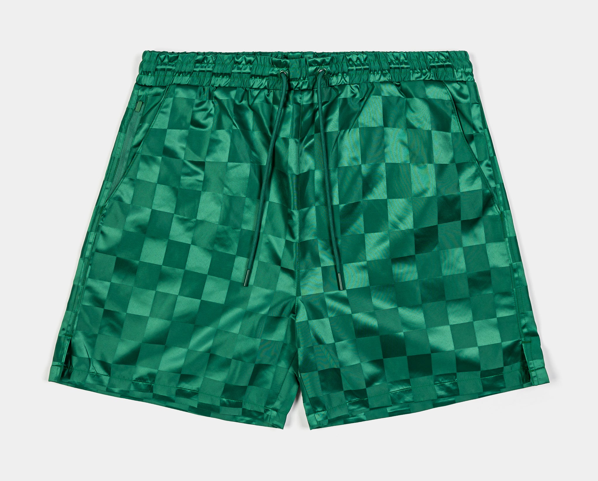 Checkered Basketball Mens Shorts (Green)