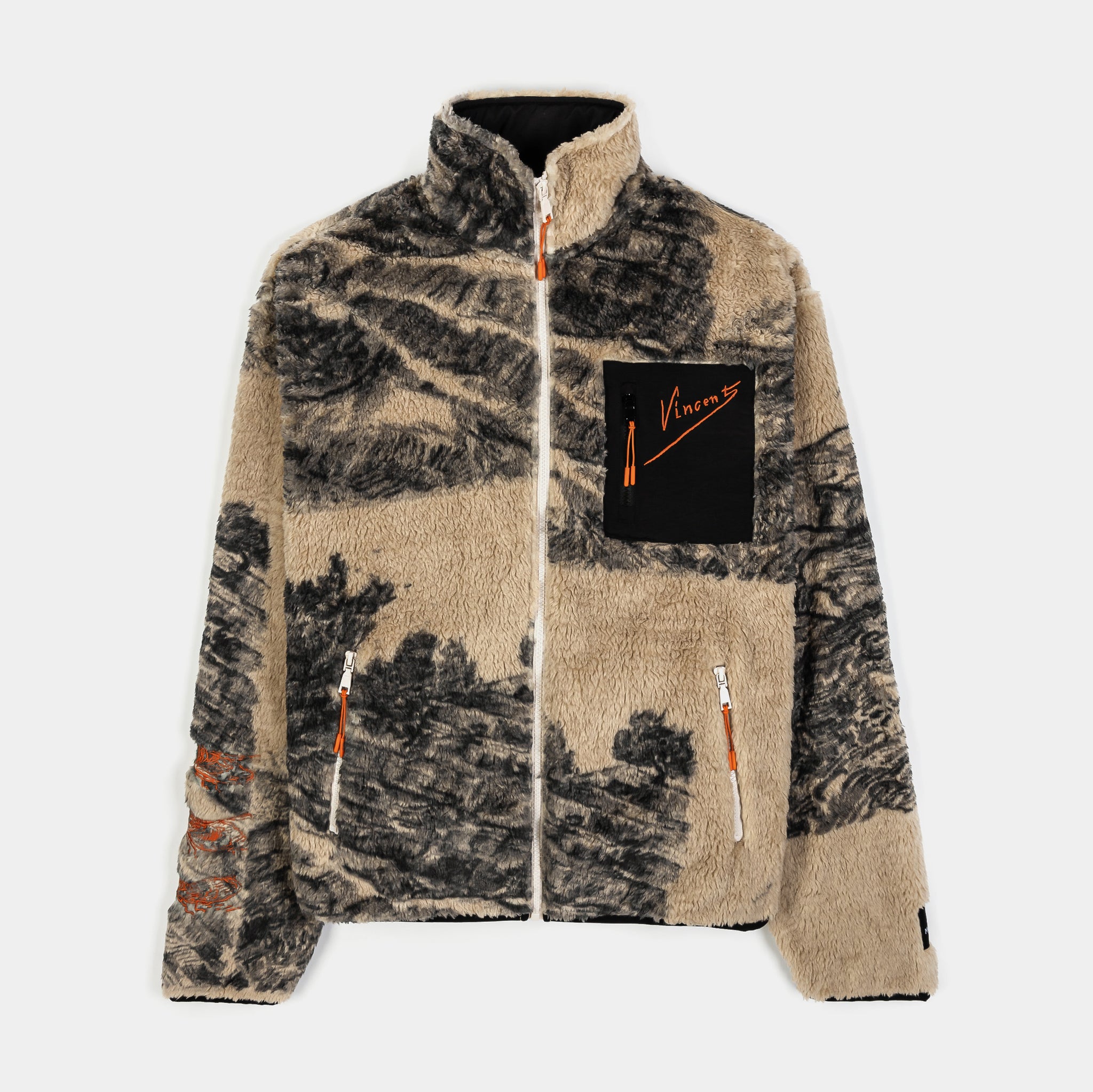 Van Gogh x SP SP x Van Gogh Museum Sherpa Mens Jacket Beige Black