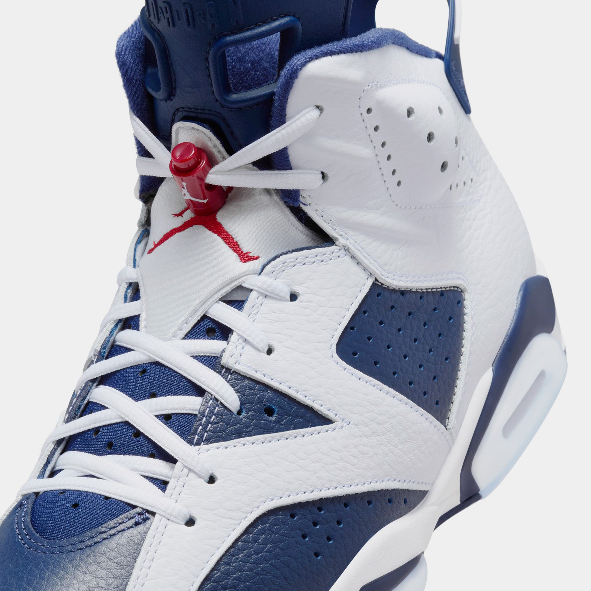 Air Jordan 6 Retro White and Midnight Navy Mens Lifestyle Shoes White Varsity Red Midnight Navy