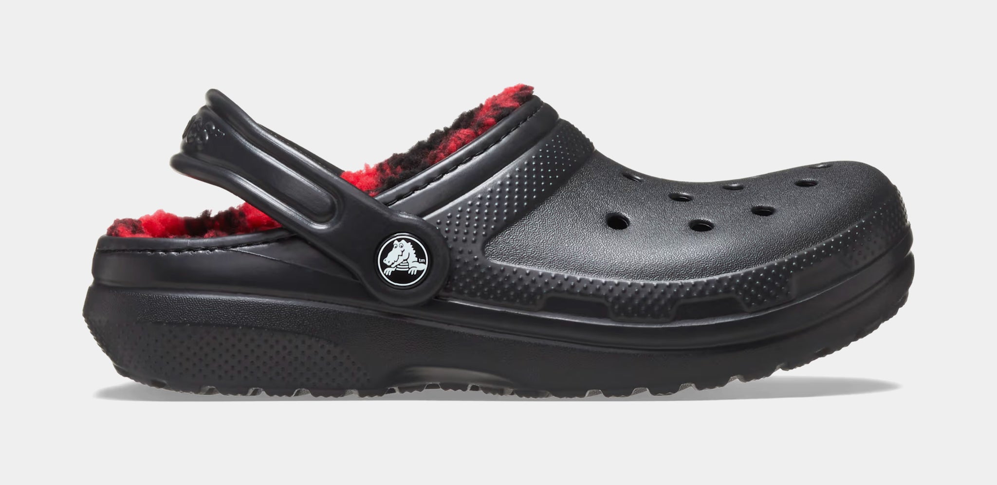 Crocs Toddler Classic Lined Fuzzy Buffalo Check Clog Black C10