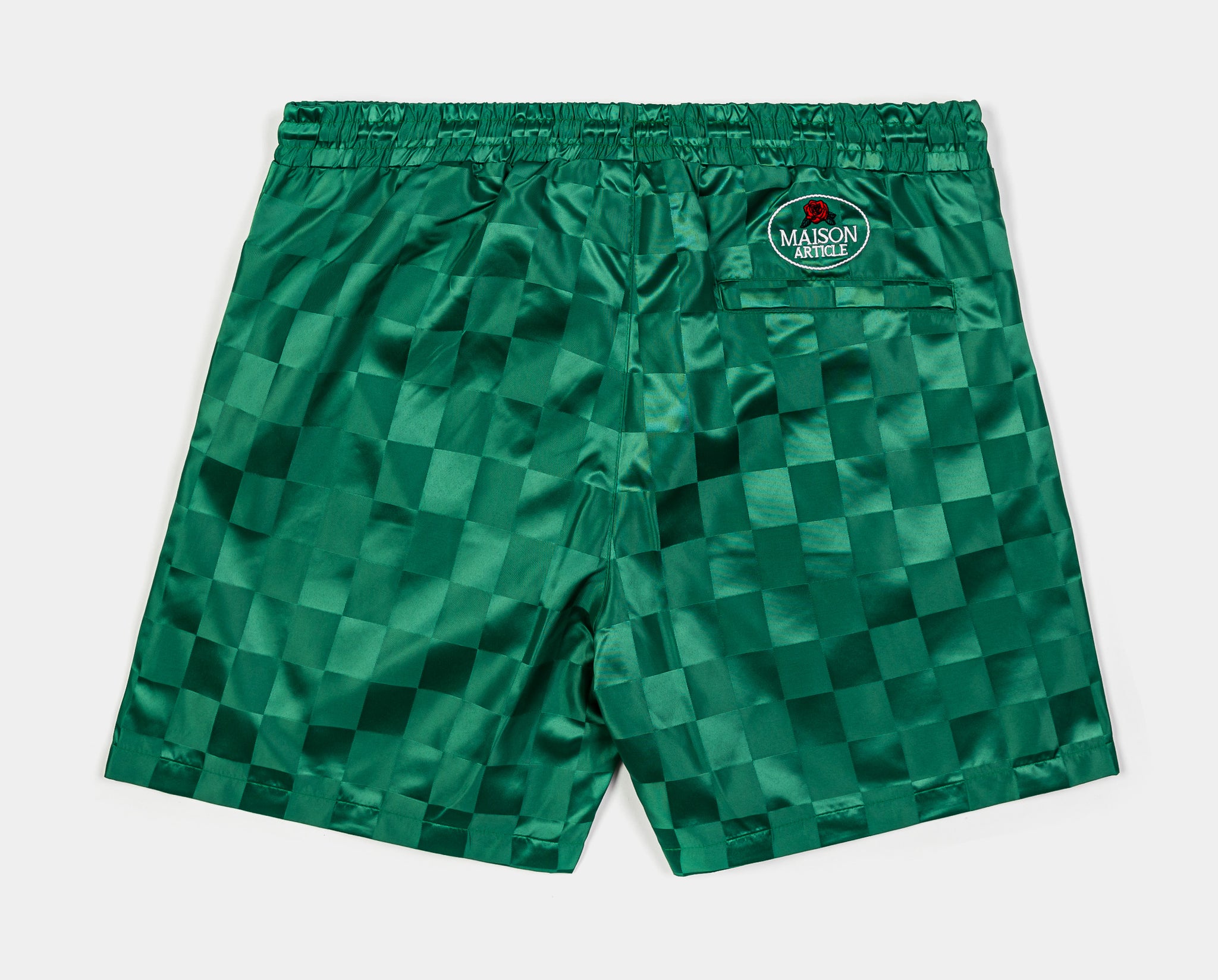 Checkered Basketball Mens Shorts (Green)