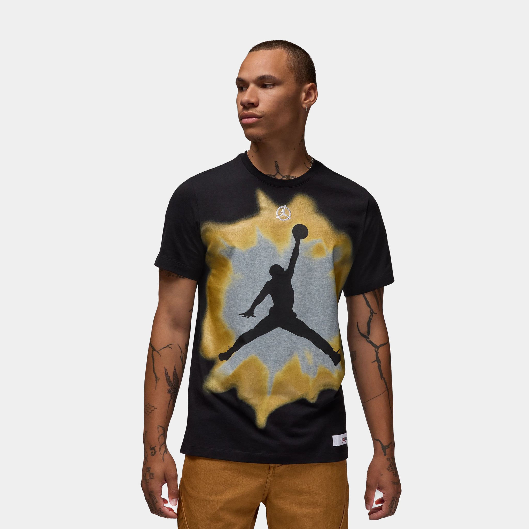 Jordan J Core Mens Short Sleeve Shirt Black Gold HJ6365 010 Shoe Palace