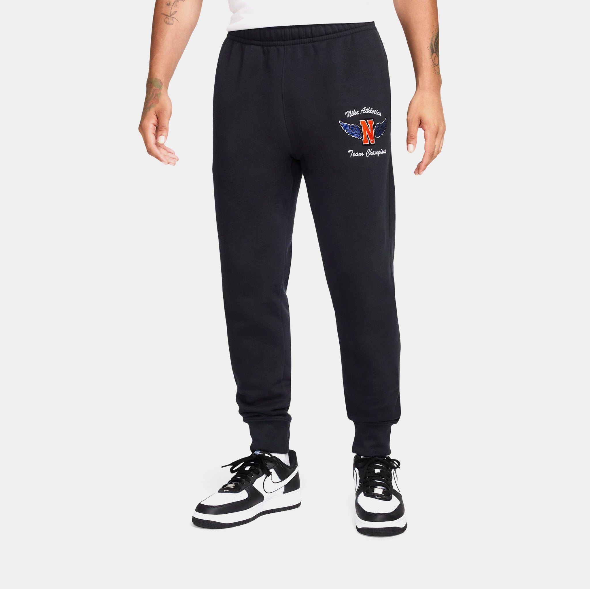 Nike NSW Swoosh Club Fleece Joggers Mens Pants Black Orange HJ6906 010 Shoe Palace