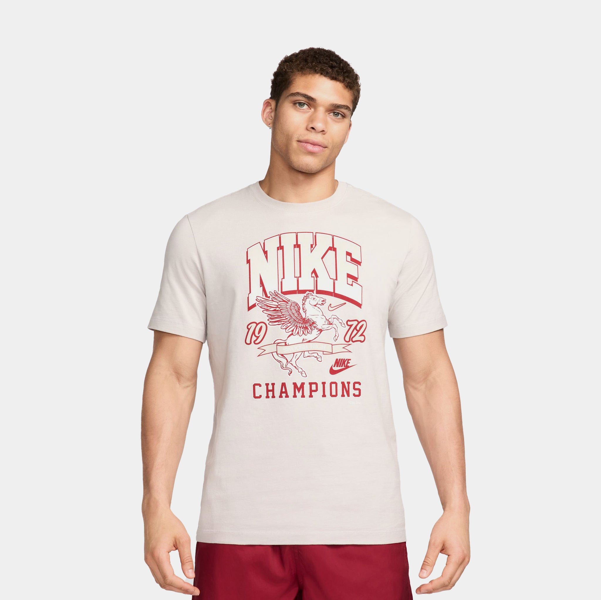 Nike NSW 1972 Champions Mens Short Sleeve Shirt Grey Red HJ6908 012 Shoe Palace