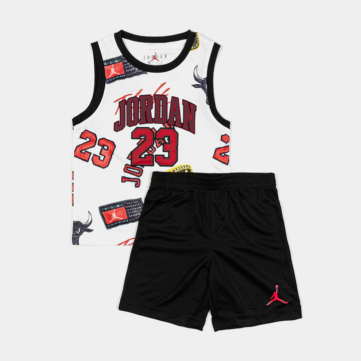Jordan 23 AOP Jersey Set Toddler 3T Black WSS