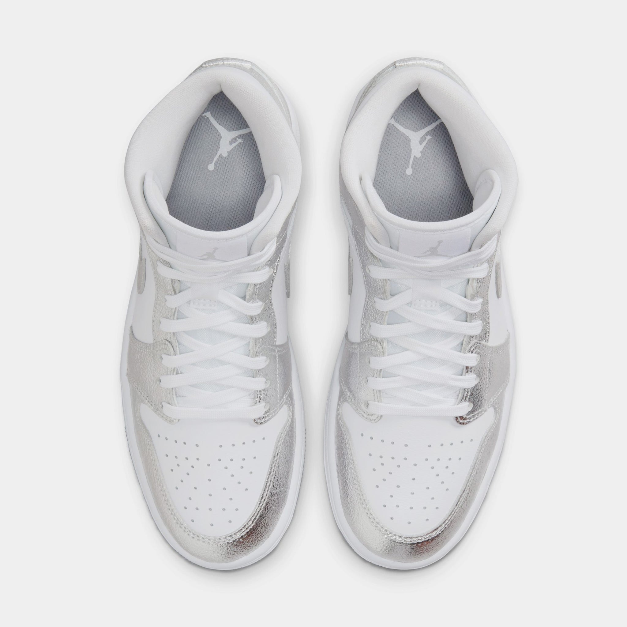 Air Jordan 1 Mid SE Womens Lifestyle Shoes (White/Metallic Silver/Wolf Grey)