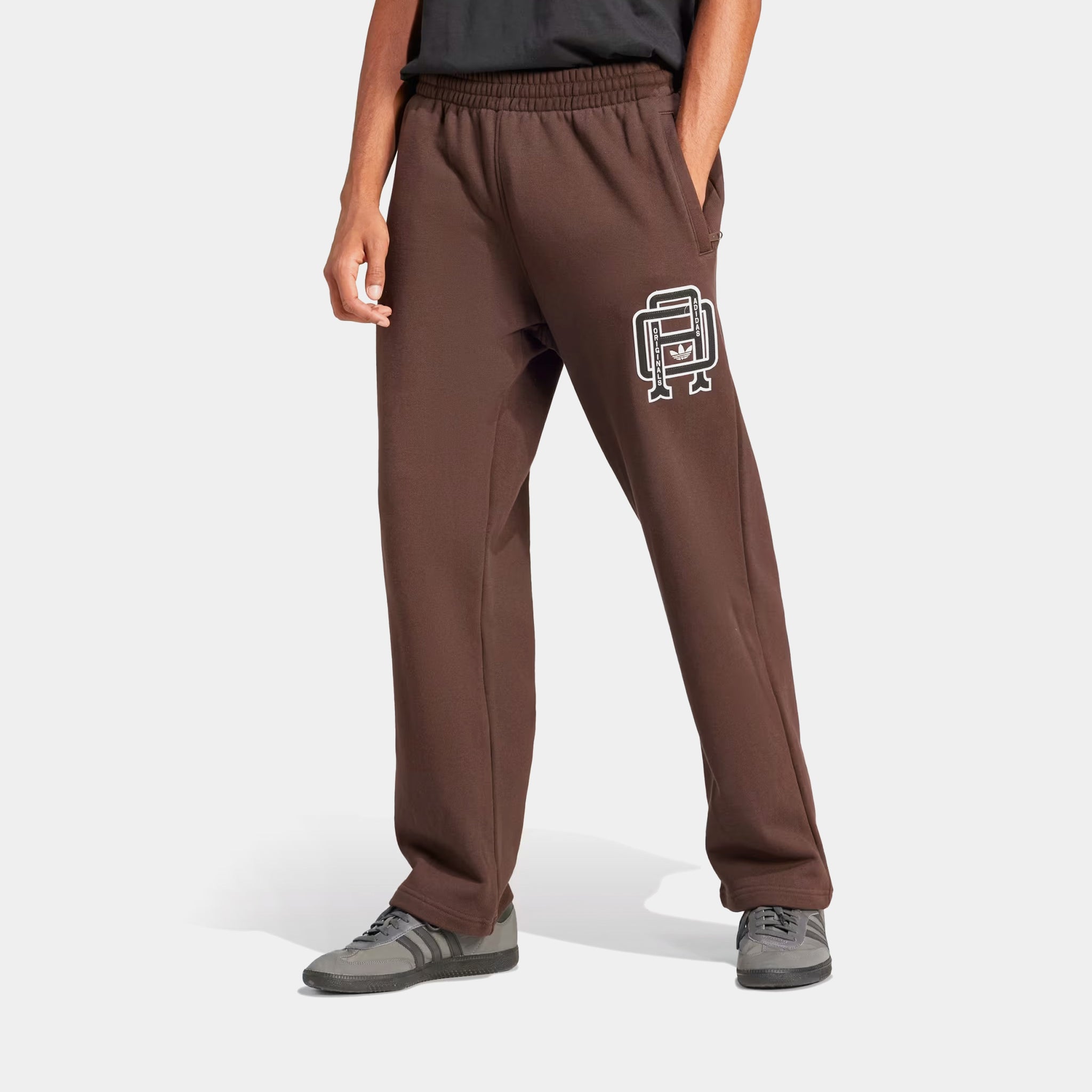 Adidas Men s Varsity Pants Brown Size XL Polyester Cotton Elastic