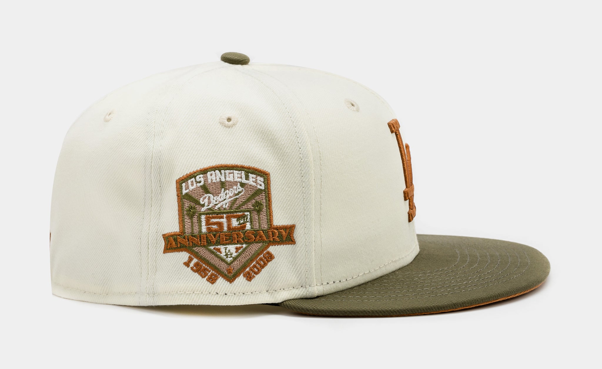 Shoe Palace Exclusive Los Angeles Dodgers Chrome Olive 59Fifty Fitted Mens  Hat (Beige/Green)