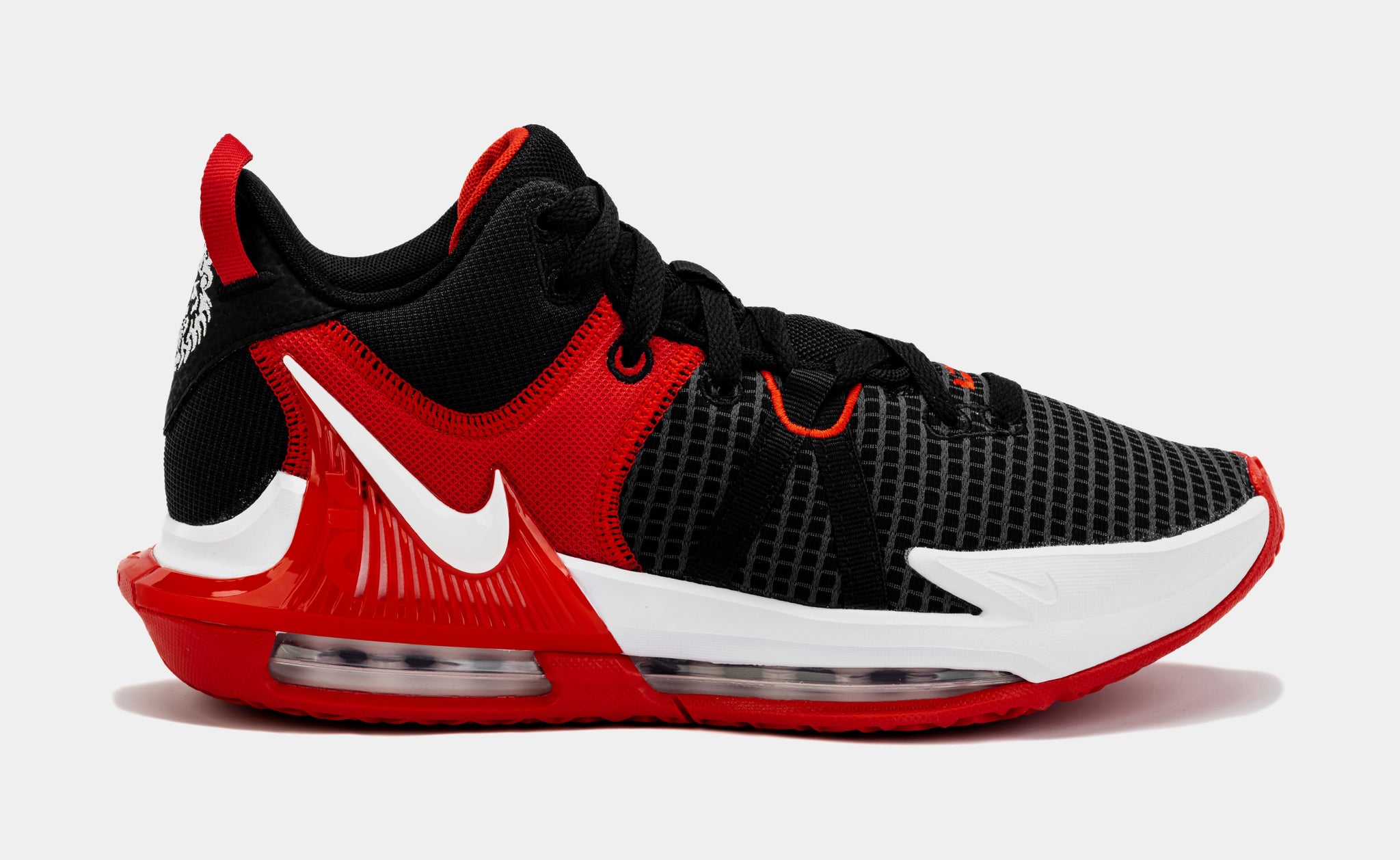 Black white and red lebrons sale