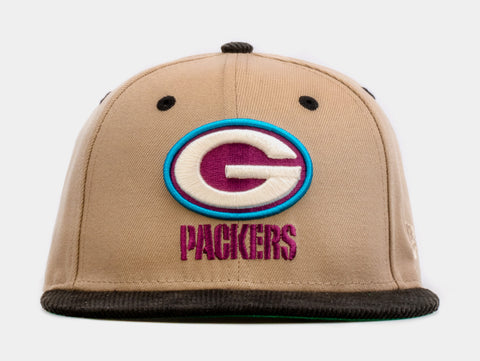 New Era SP Exclusive Desert Sky Green Bay Packers 59FIFTY Mens Fitted Hat Beige Black