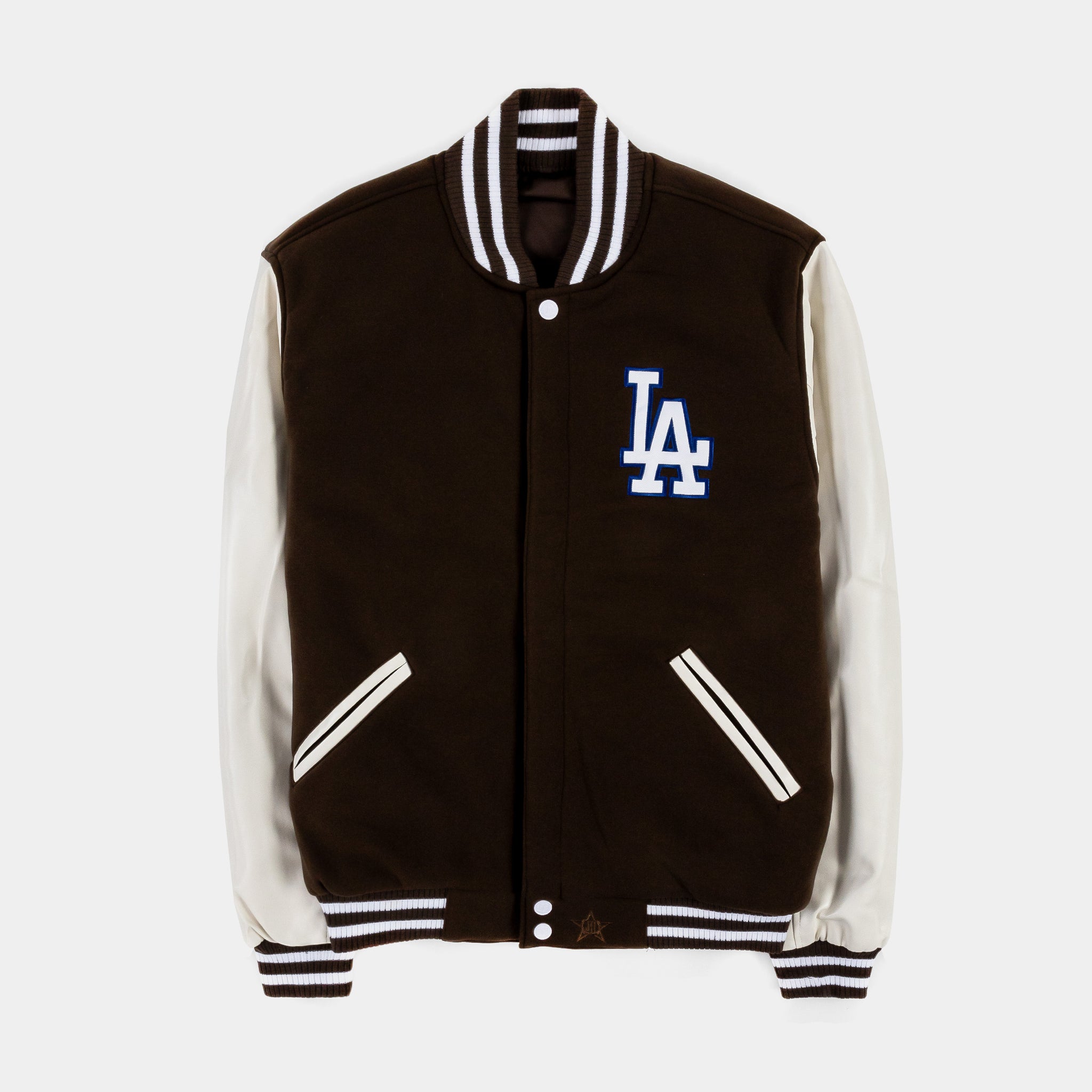 Los Angeles Dodgers Reversible Letterman Mens Jacket (Brown/White)