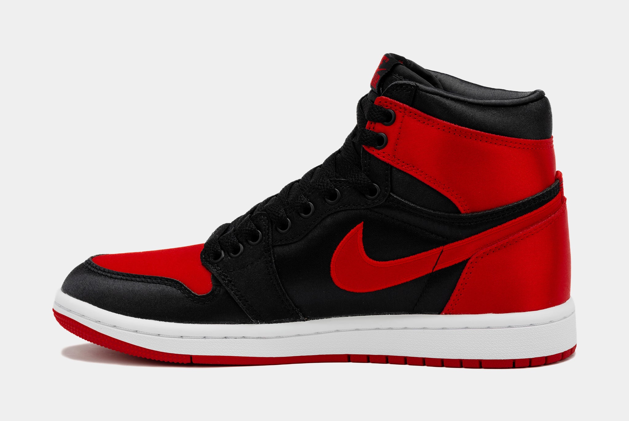 Air Jordan 1 Retro Hi OG Satin Bred Womens Lifestyle Shoes (Black/Red) Free  Shipping