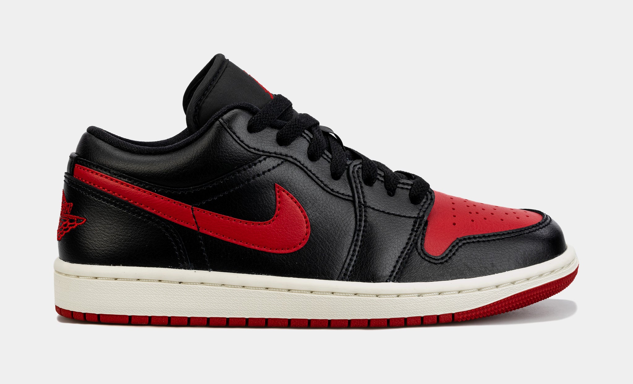 Air Jordan 1 Retro Low Bred Sail Womens Lifestyle Shoes Black Red