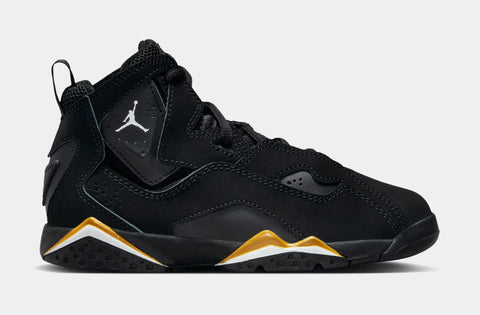 Jordan True Flight Little Kids Shoes Black Metallic Gold White