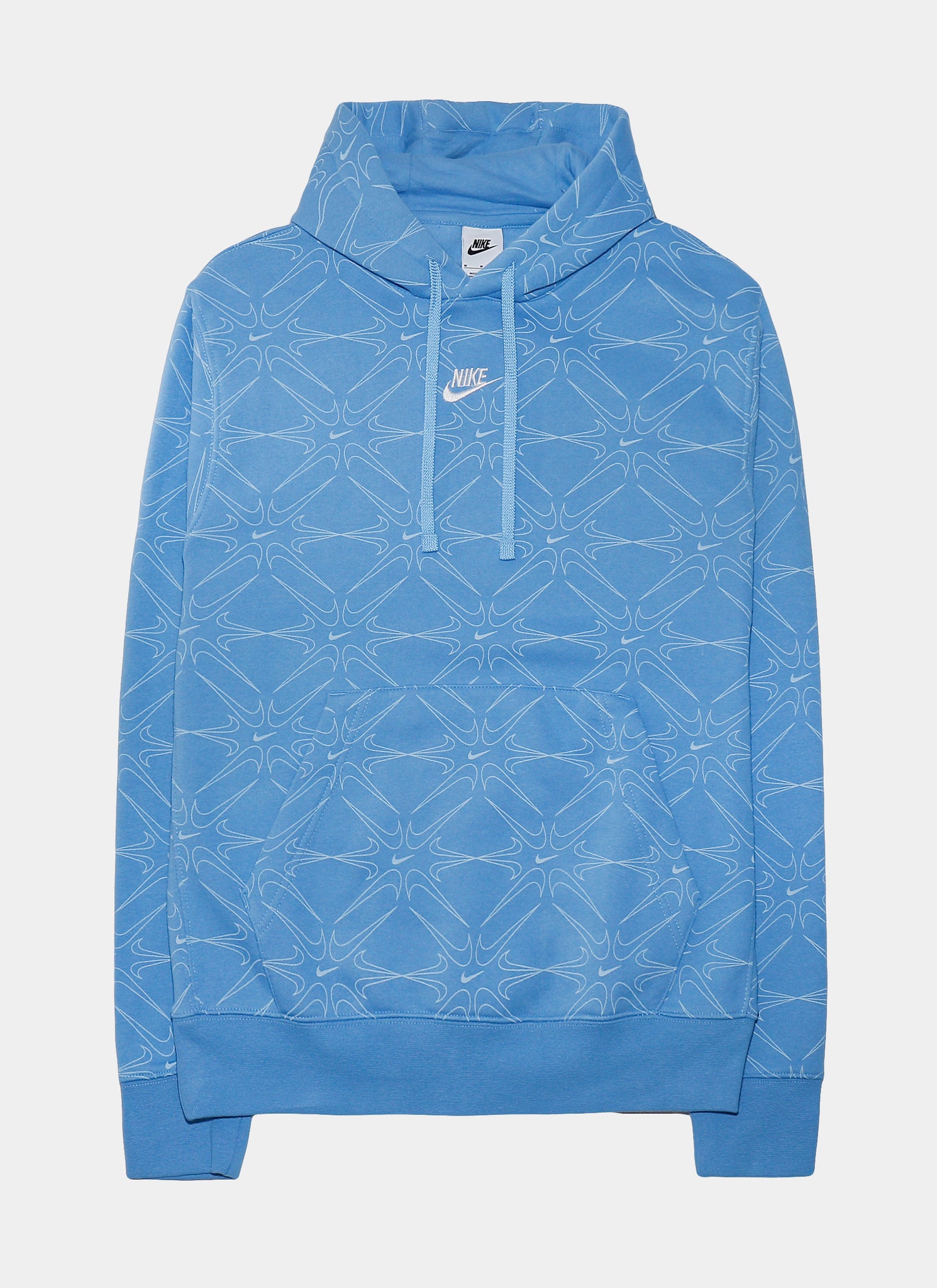 Sportswear Club All Over Print Pullover Hoodie Mens Hoodie (Blue)