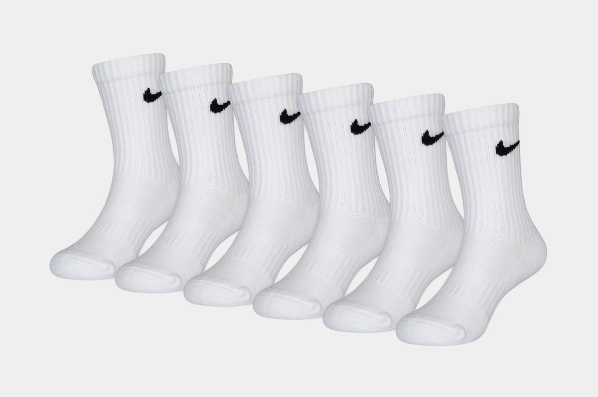 Nike Dri Fit 6 Pack Logo Crew Preschool Socks White UN0019-001 – Shoe ...