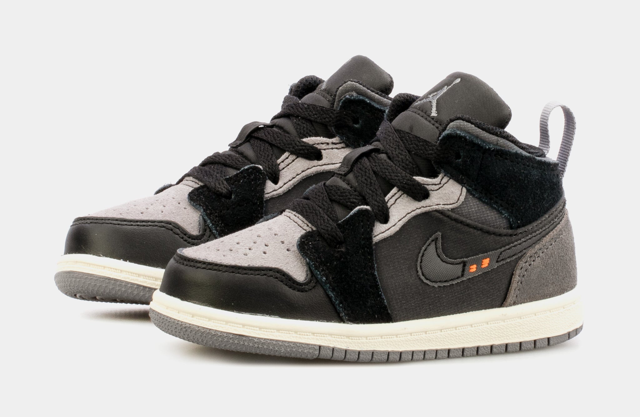 Air Jordan 1 Retro Mid Craft Inside Out Infant Toddler Lifestyle Shoes Grey Black