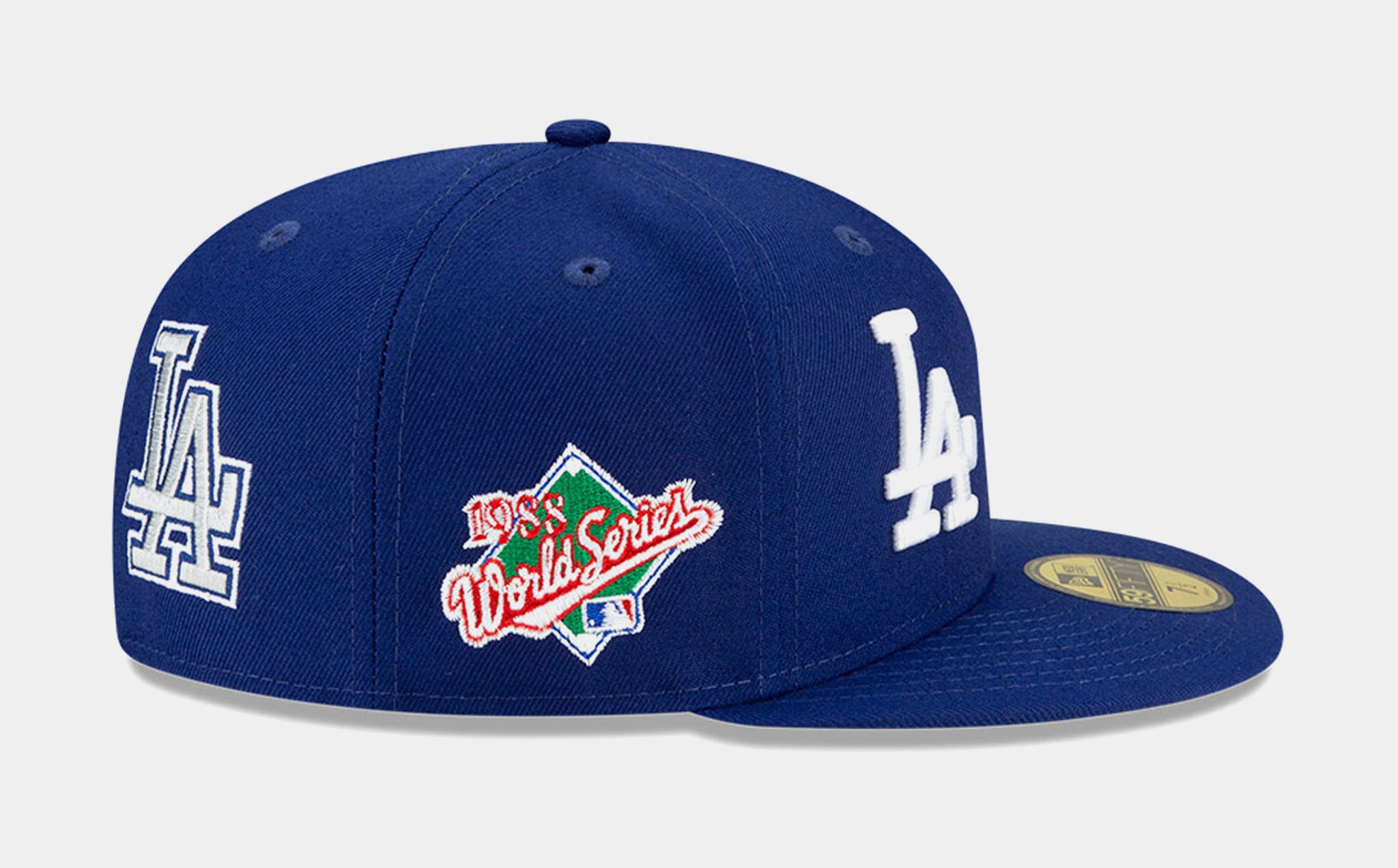 Los Angeles Dodgers Patch Pride 59FIFTY Fitted Cap Mens Hat (Blue)