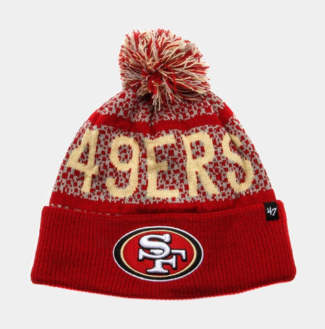 San Francisco 49ers Bedrock Pom Beanie (Beige)