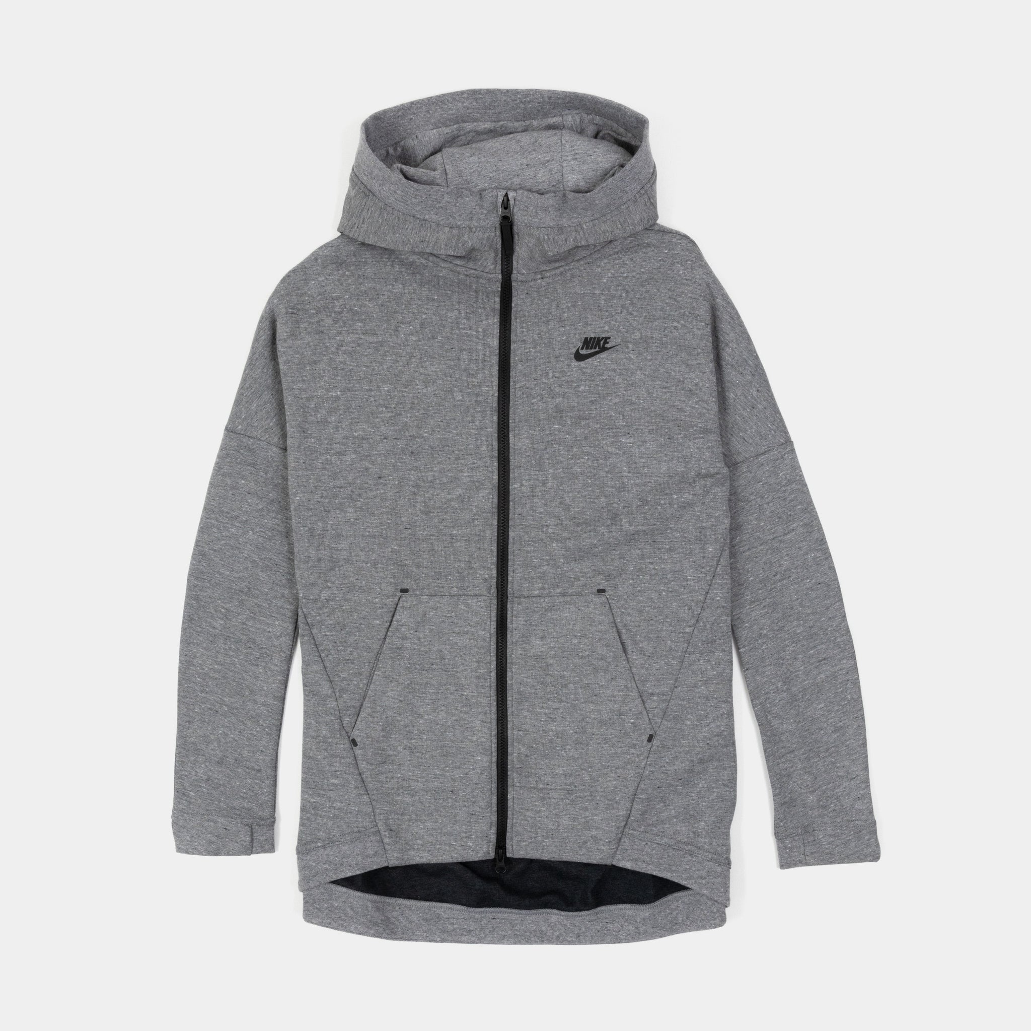 Nike Tech Fleece Cape Full Zip Womens Hoodie Grey Carbon 811710