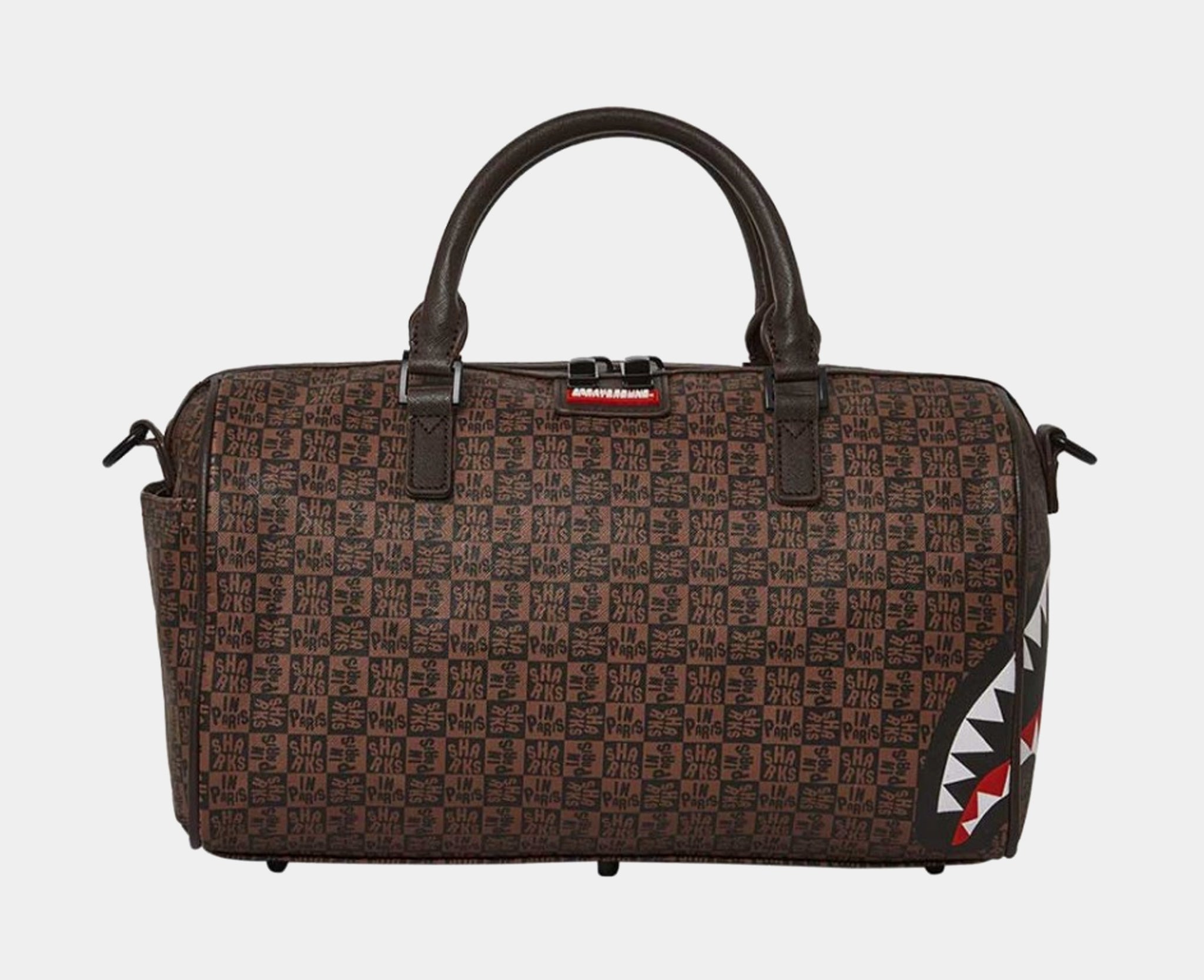 Sprayground Sharks In Paris Check Mens Duffle Bag Brown