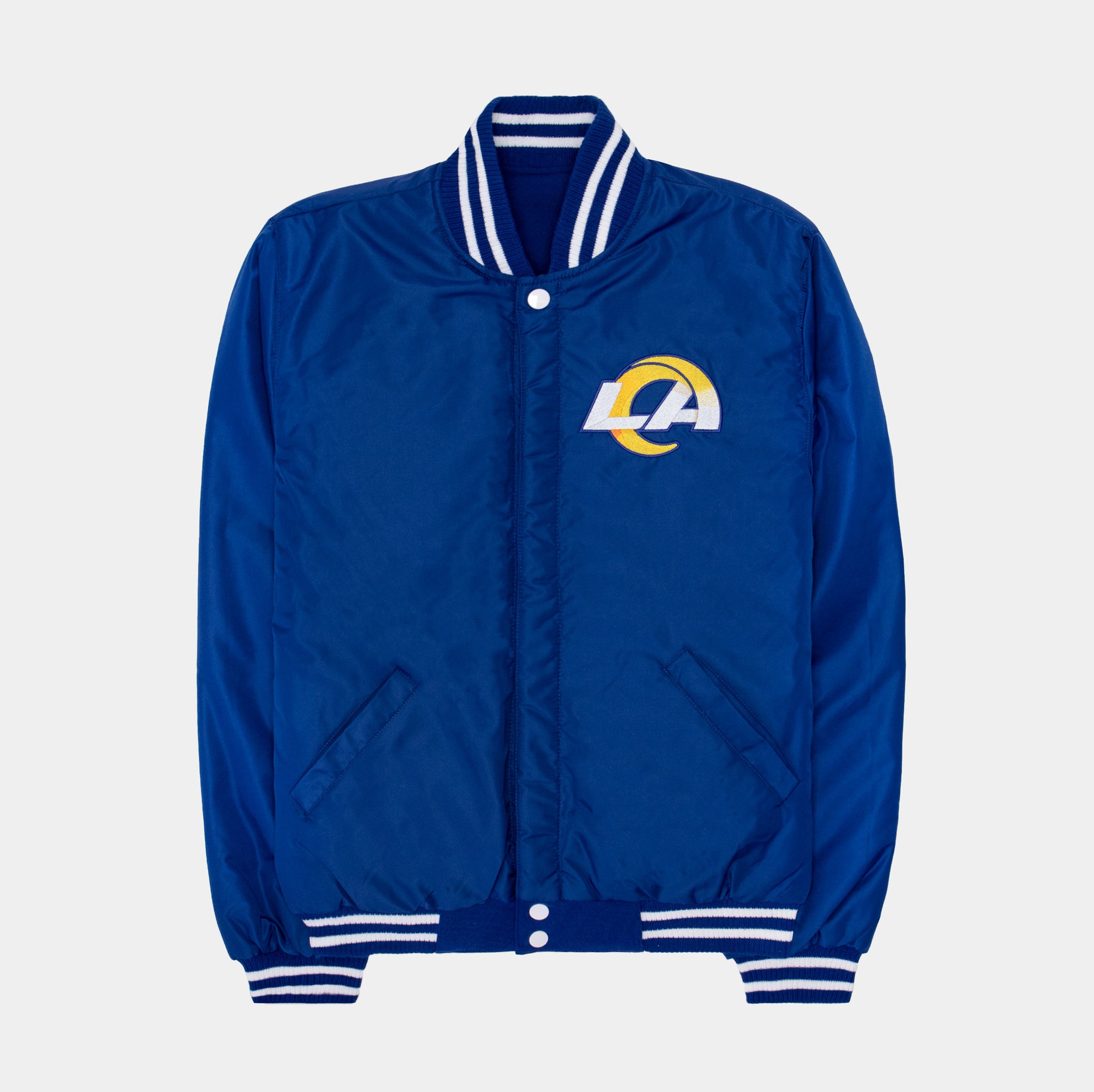 JH Distributors Los Angeles Rams Reversible Letterman Mens Jacket