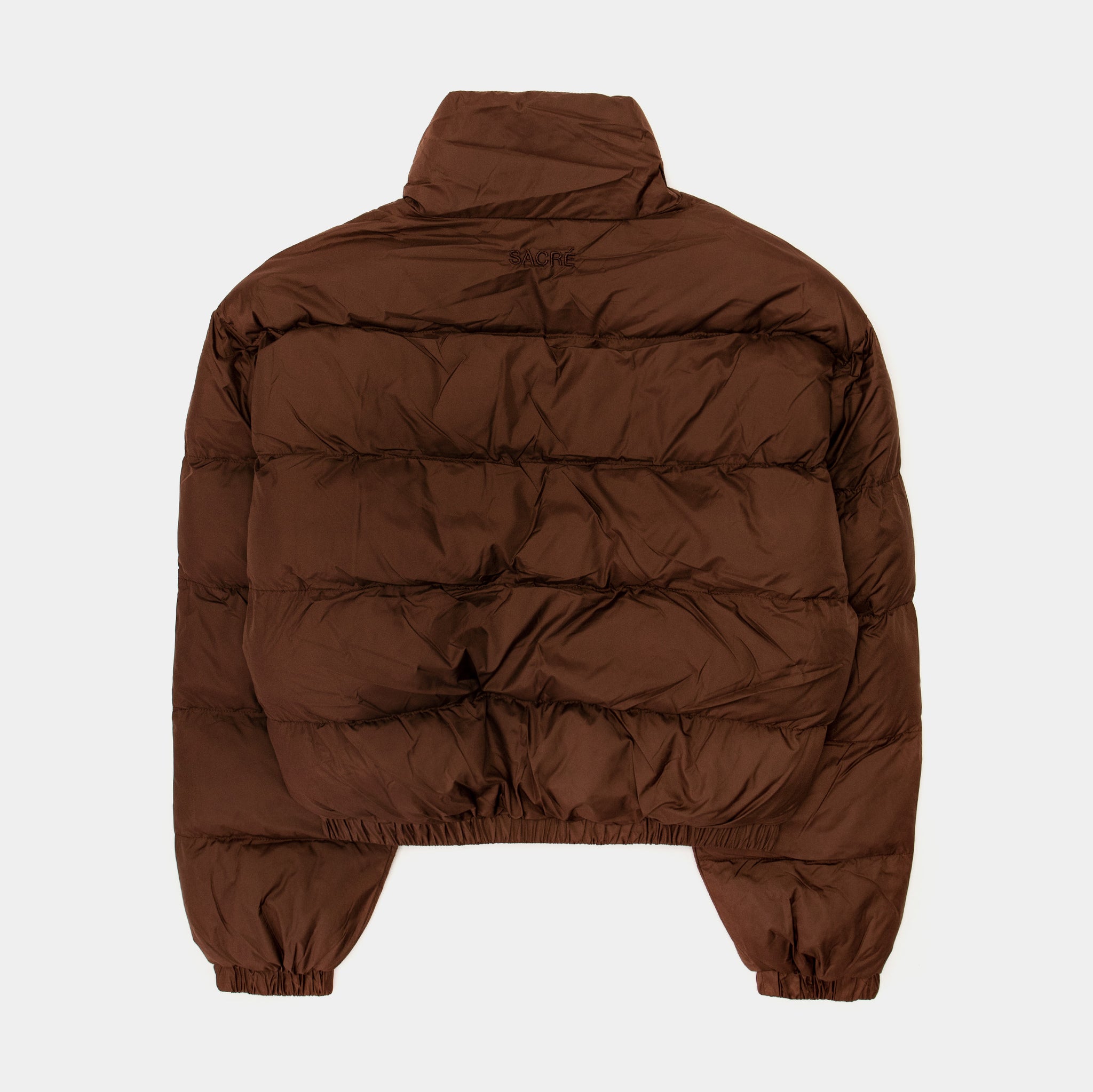 Nylon Puffer Womens Jacket (Brown)