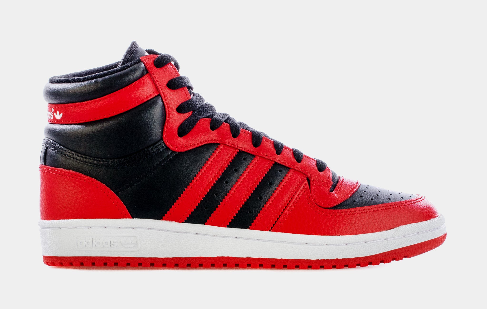 Adidas high top shop shoes red and black