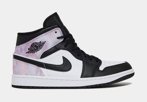 Jordan Air Jordan 1 Mid Tie Dye Mens Lifestyle Shoes Black Pink