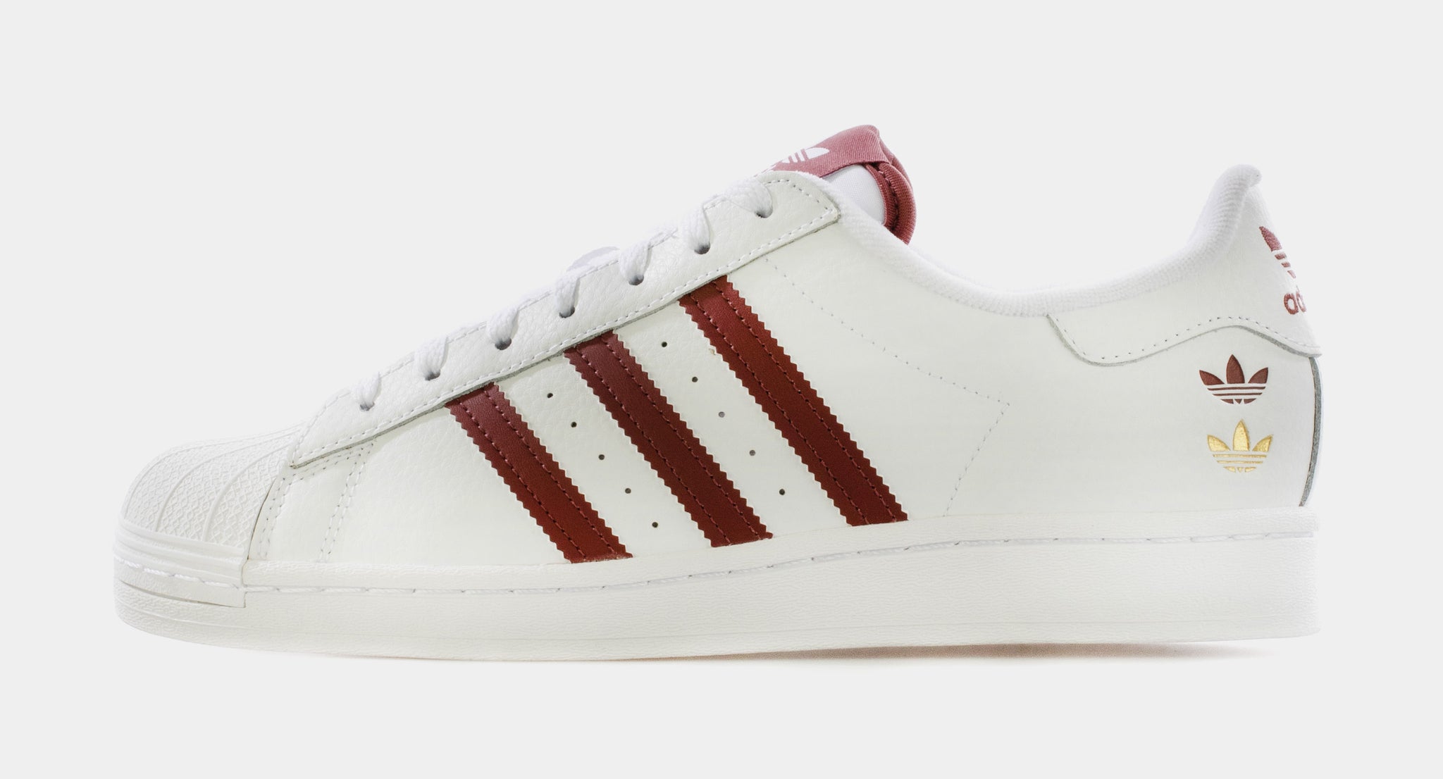 Adidas superstar hot sale burgundy stripe