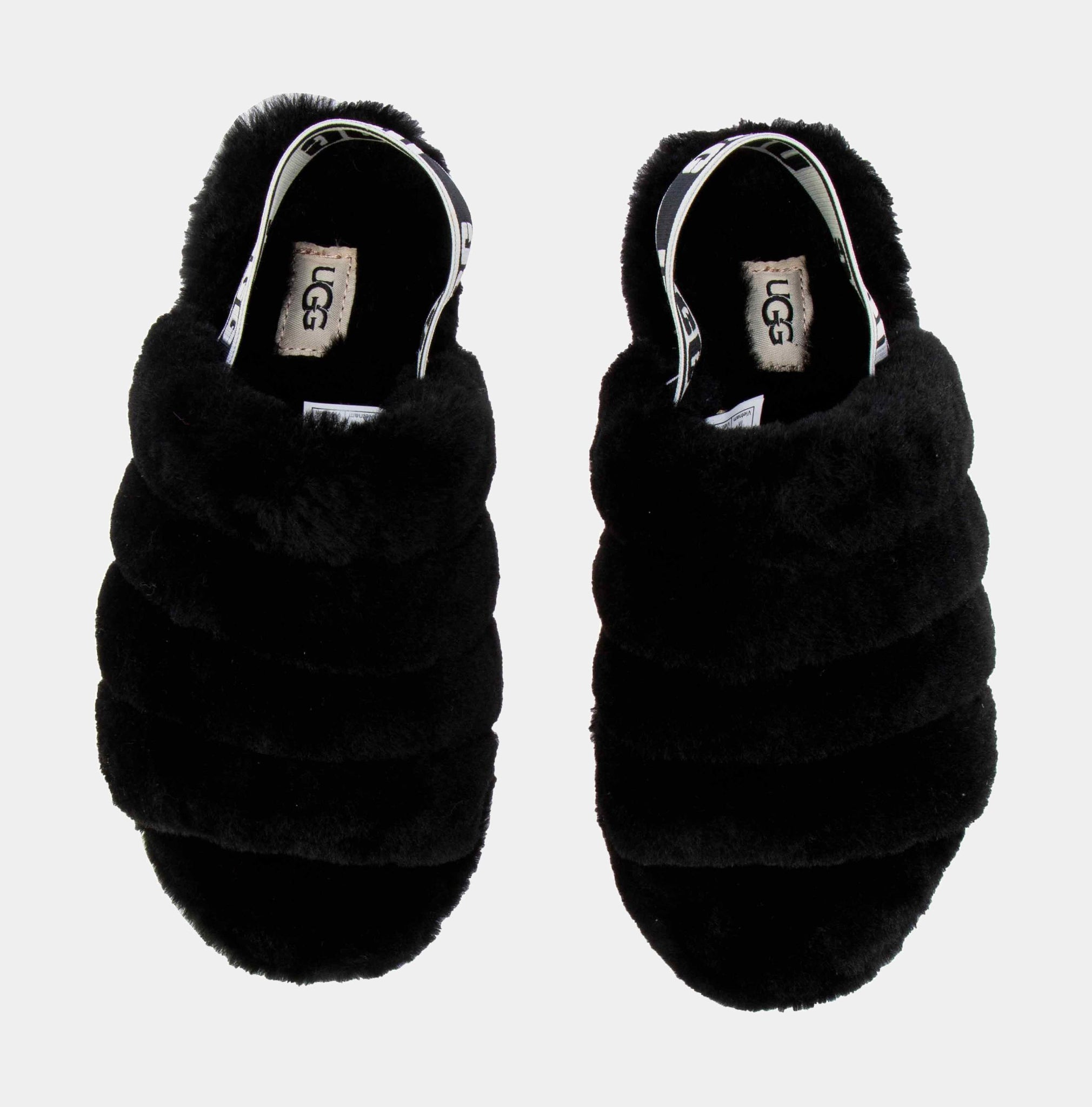 Black fluffy hotsell ugg slides