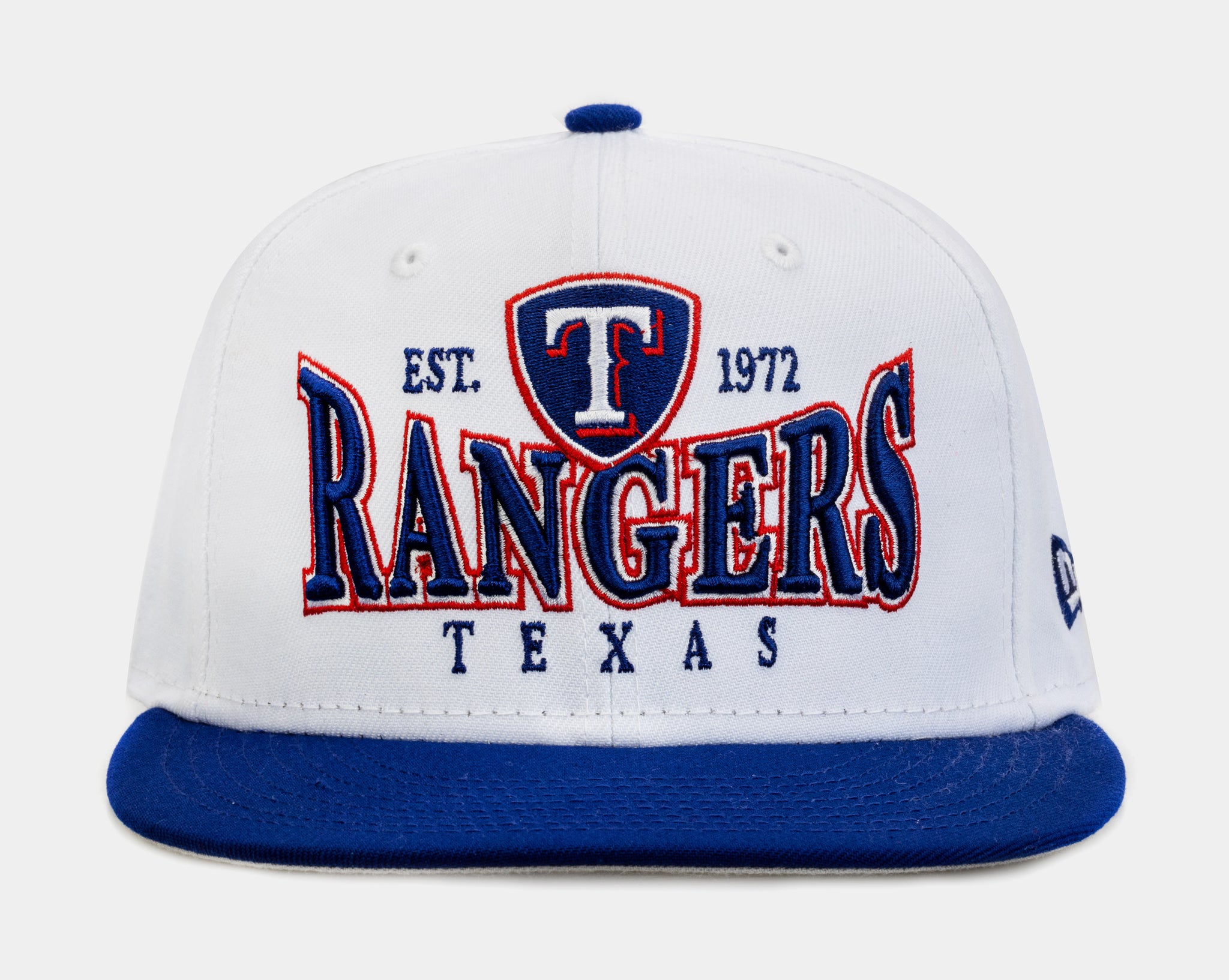 New Era Texas Rangers Crest 9FIFTY Mens Snapback Hat White Blue