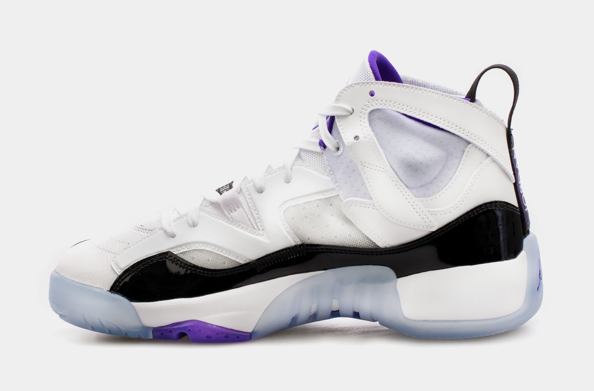 White blue best sale and purple jordans