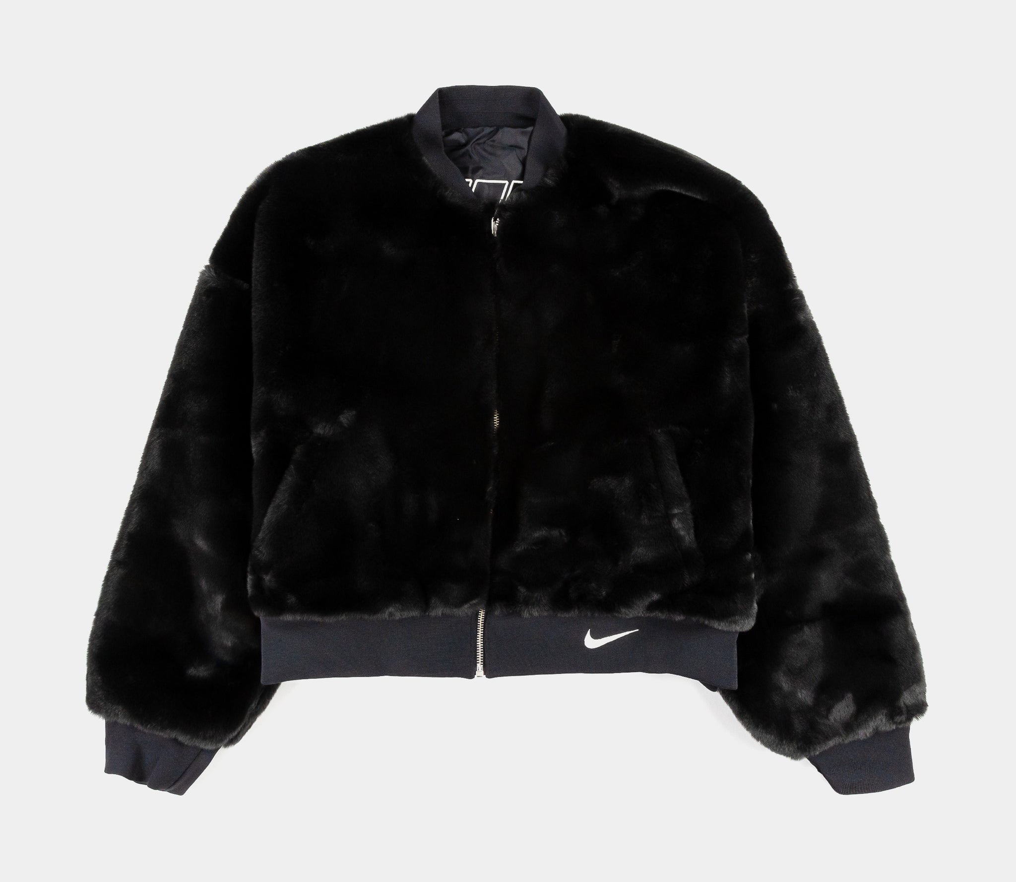 Nike Faux Fur Bomber Womens Jacket Black FB8692-010 – Shoe Palace