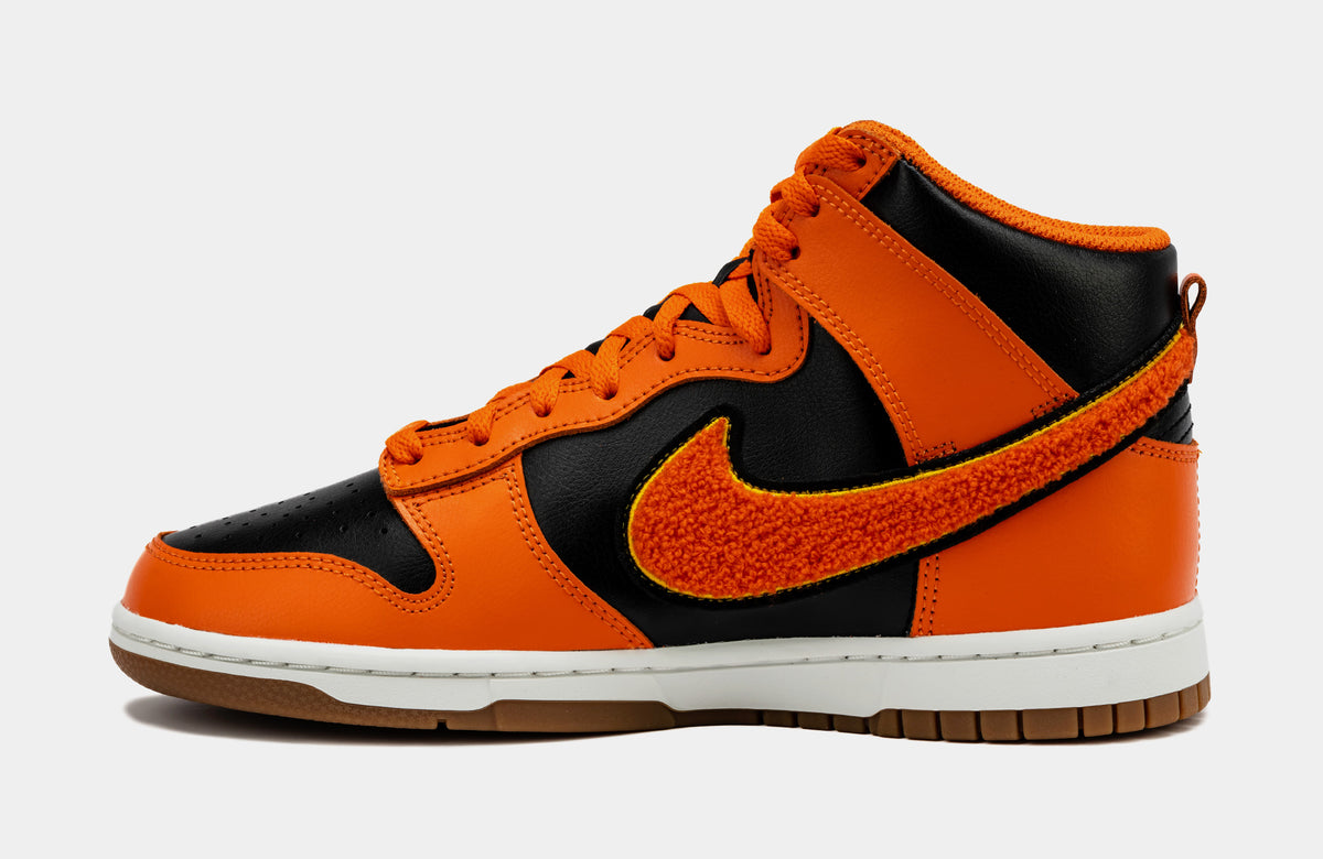 Nike Dunk High Chenille Swoosh Safety Orange Mens Basketball Shoes ...