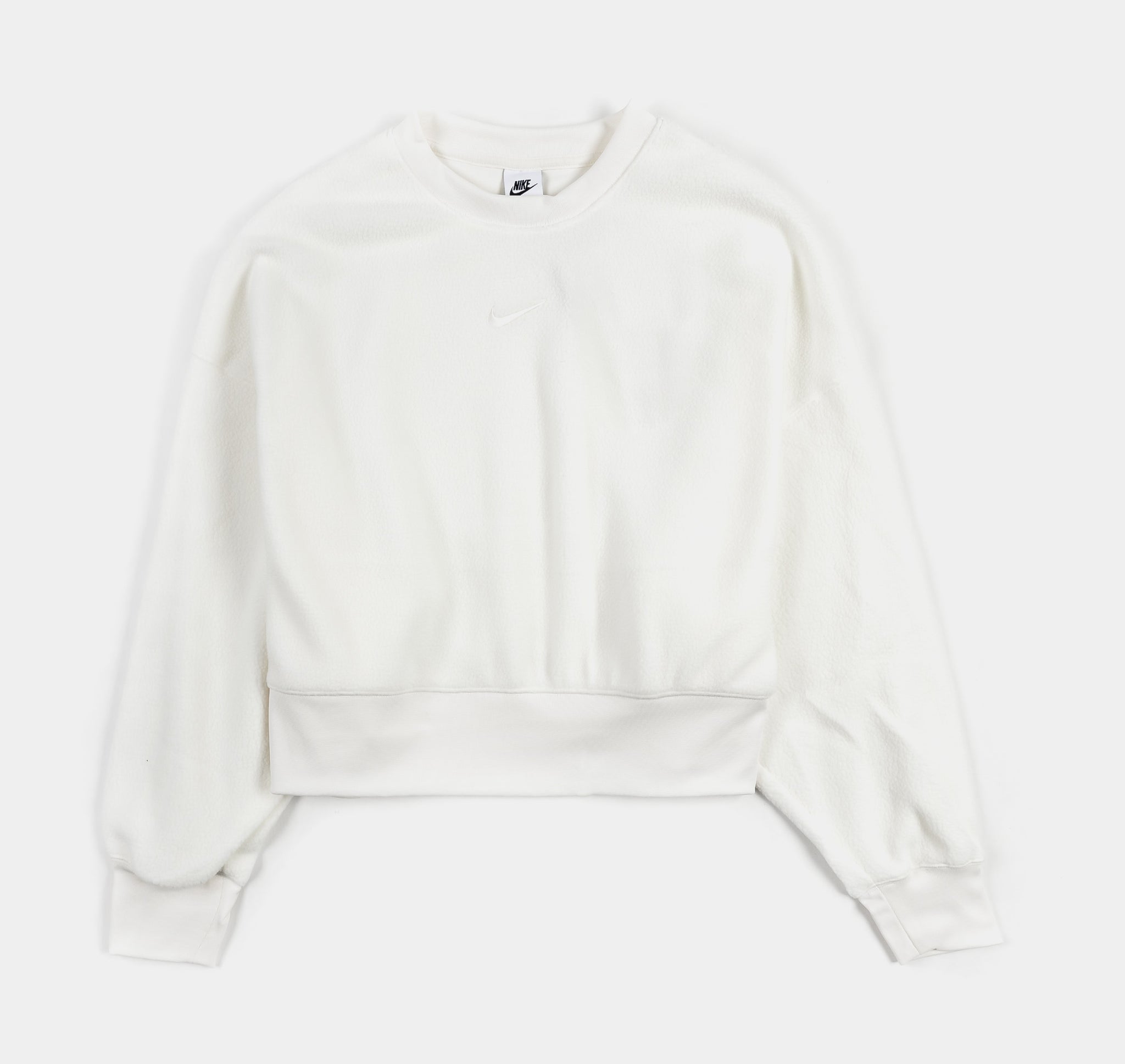 White nike cropped clearance sweatshirt