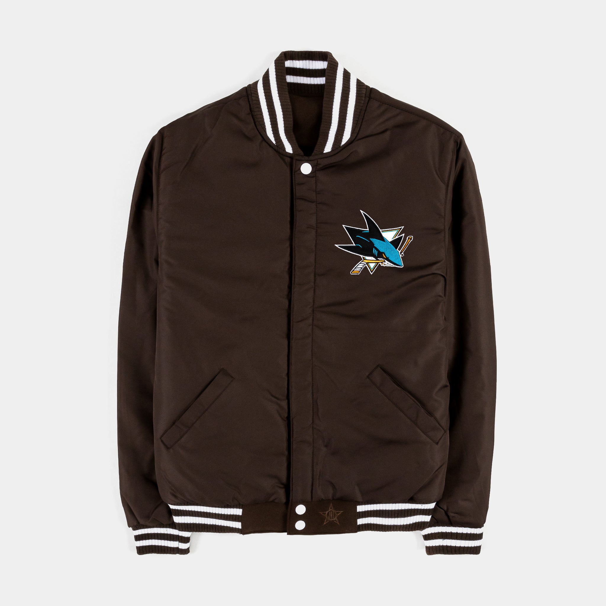 JH Distributors San Jose Sharks Reversible Letterman Mens Jacket