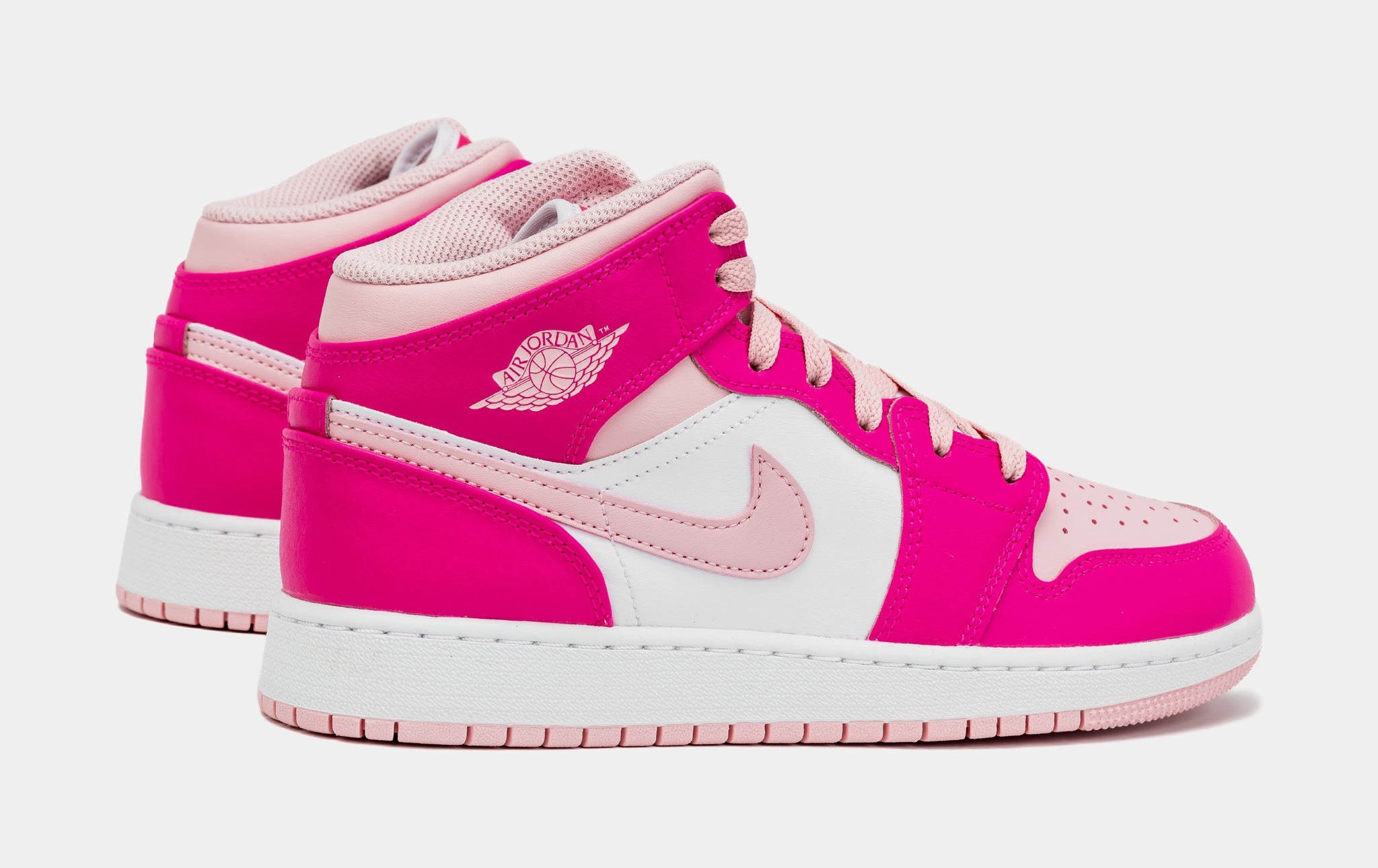 Air Jordan 1 Retro Mid Medium Soft Pink Grade School Lifestyle Shoes (Pink)