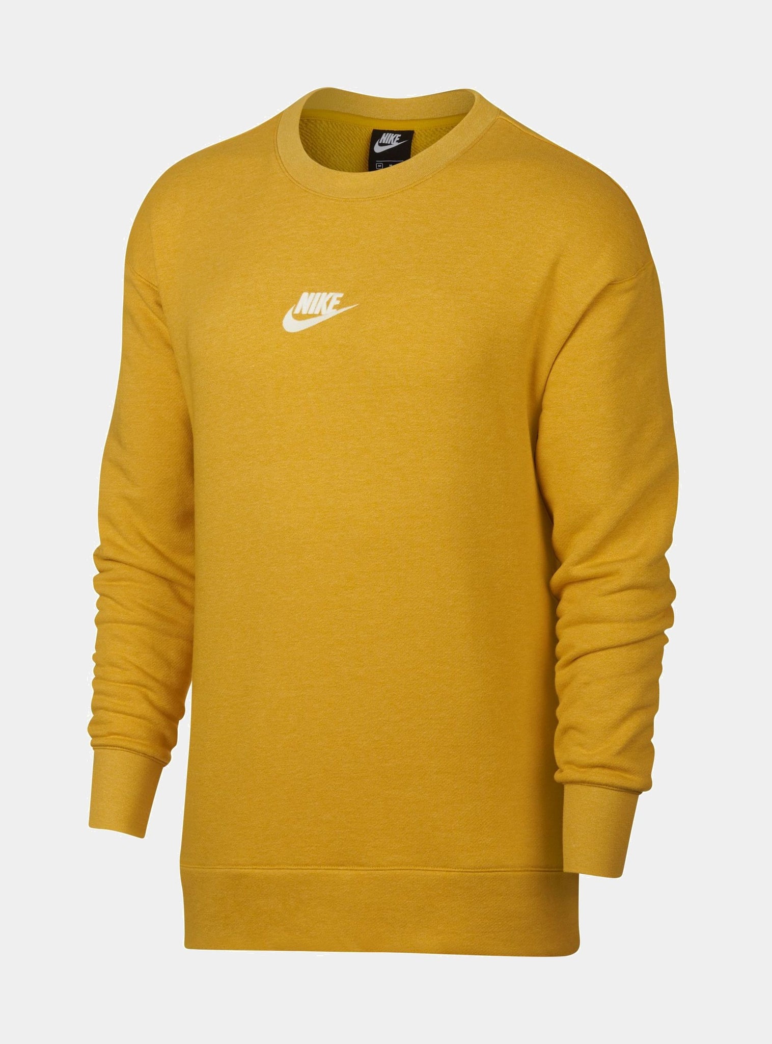 Heritage Mens Fleece Crew Neck Sweater Yellow Cream