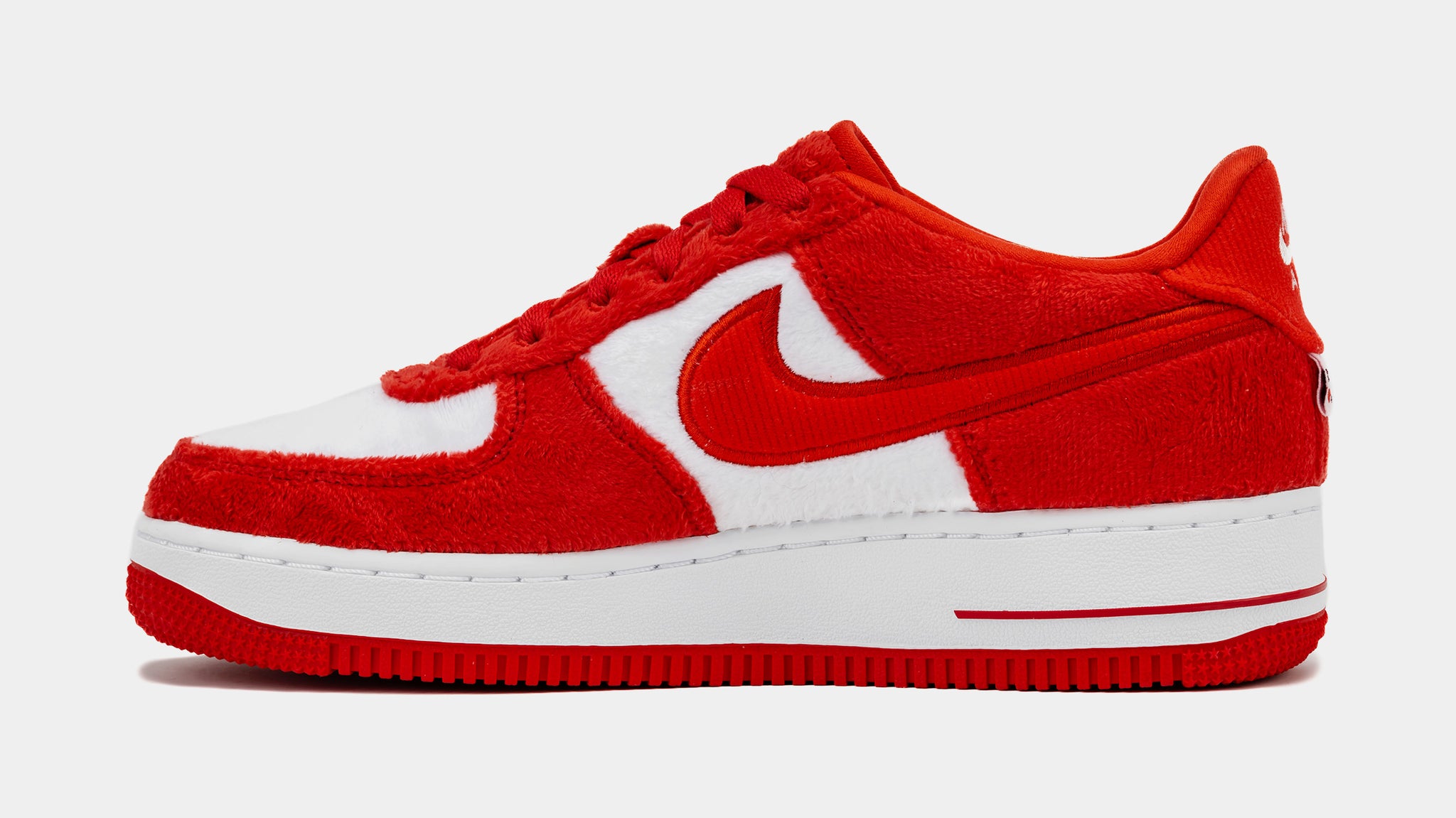 Air Force 1 Low Valentines Day Fleece Grade School Lifestyle Shoes Fire Red White Pink Foam Light Crimson