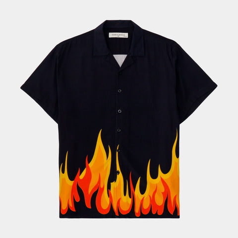 Oversized Varsity Flames Graphic T-shirt