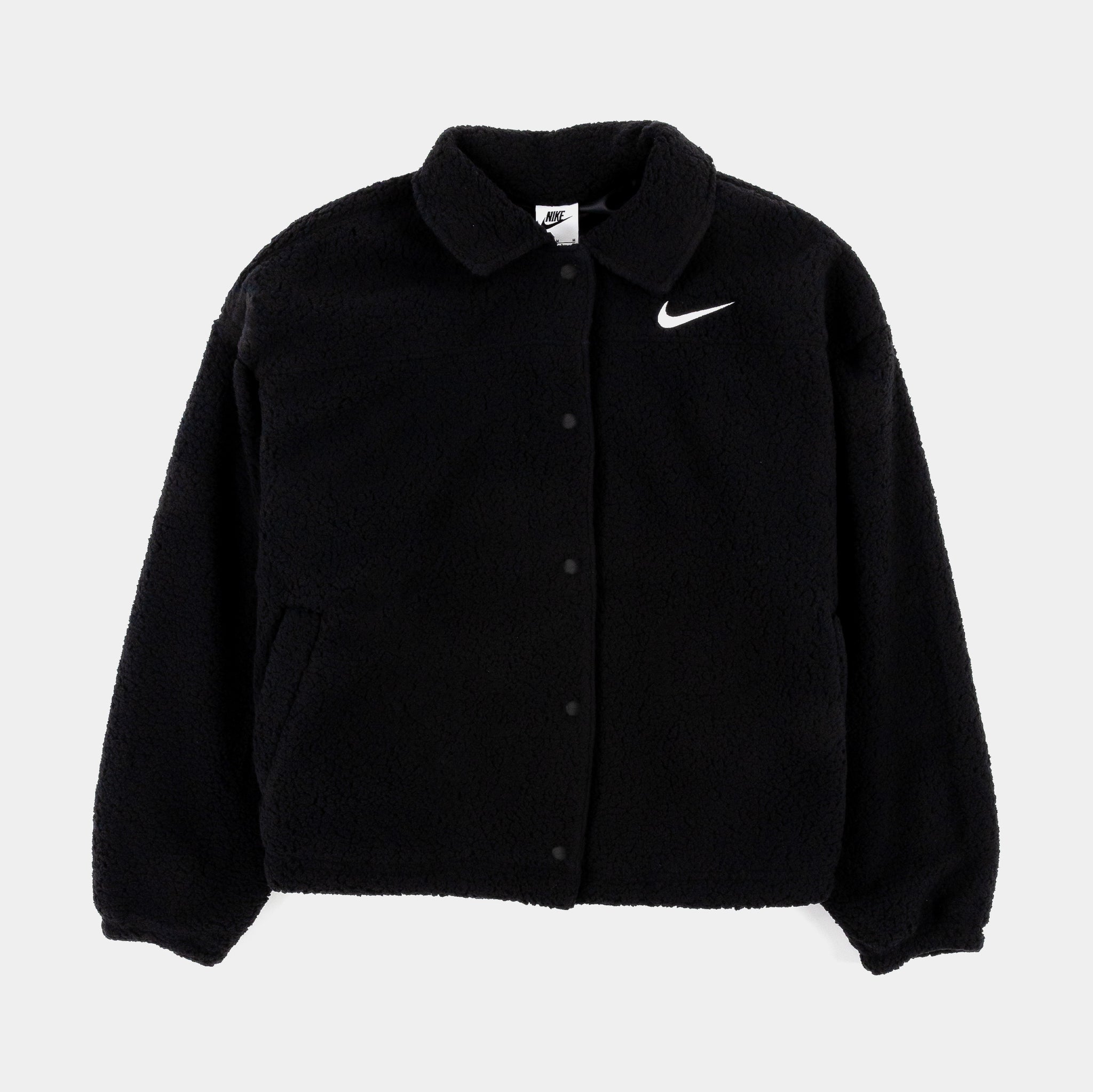 Nike Womens Club Fleece Oversized Crop Bomber Jacket, Black